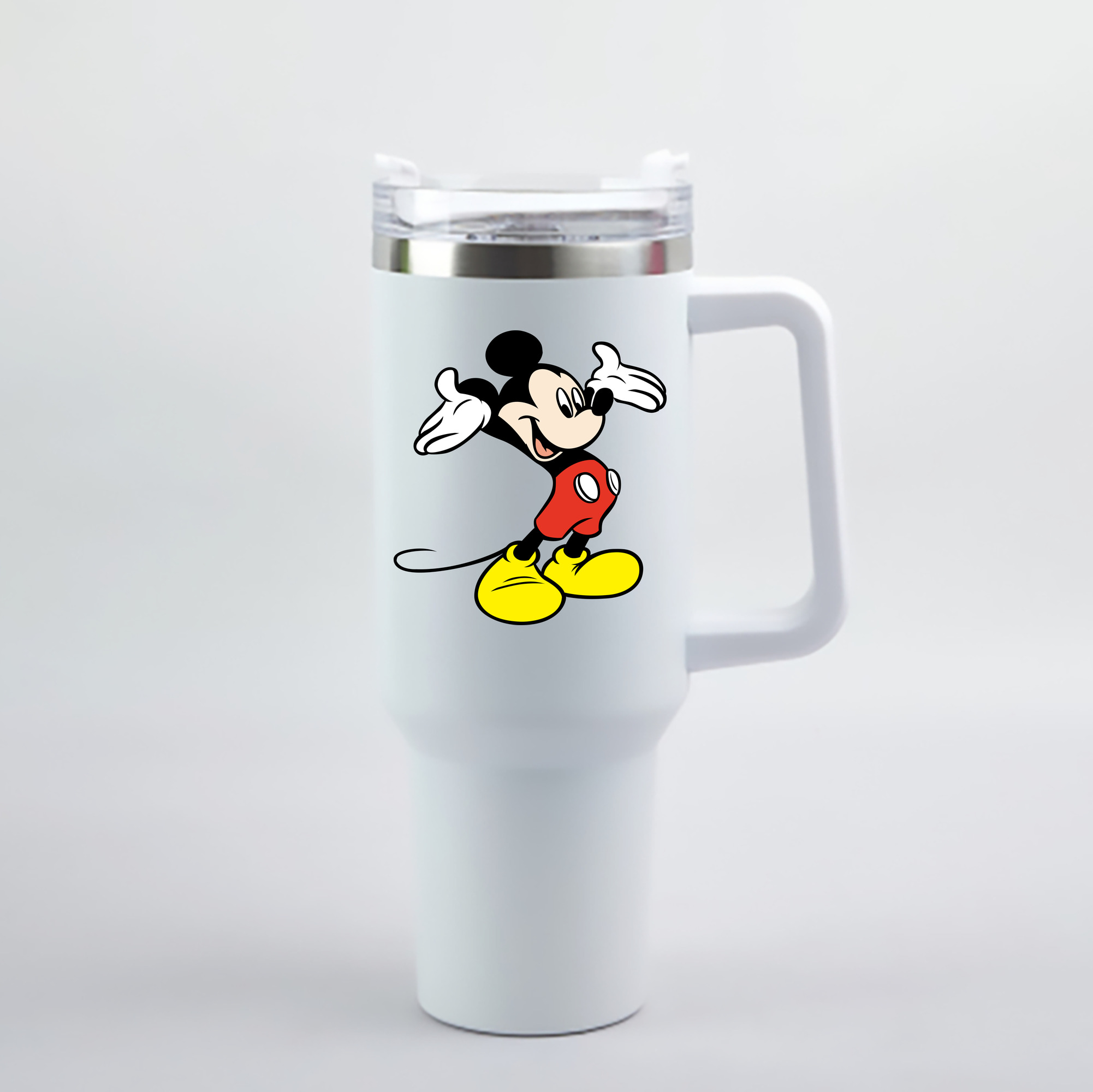 （画像用） ミッキーマウス Mickey Mouse 1200mL車用タンブラー - クリスタルステッカー（プラスチックストロー付き）