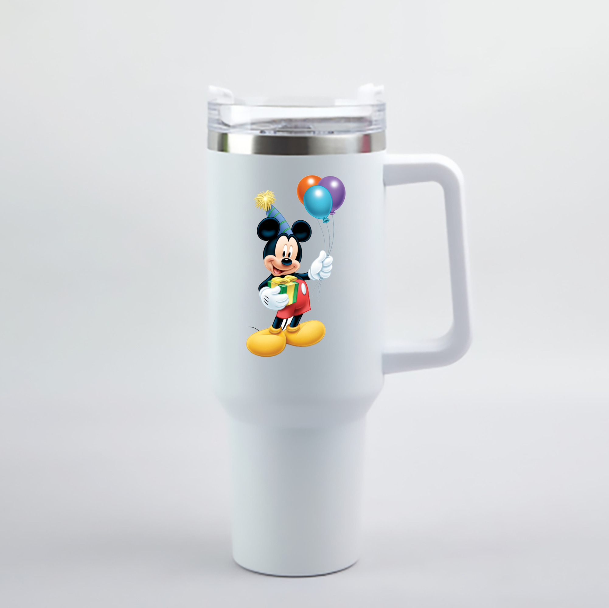 （画像用） ミッキーマウス Mickey Mouse 1200mL車用タンブラー - クリスタルステッカー（プラスチックストロー付き）
