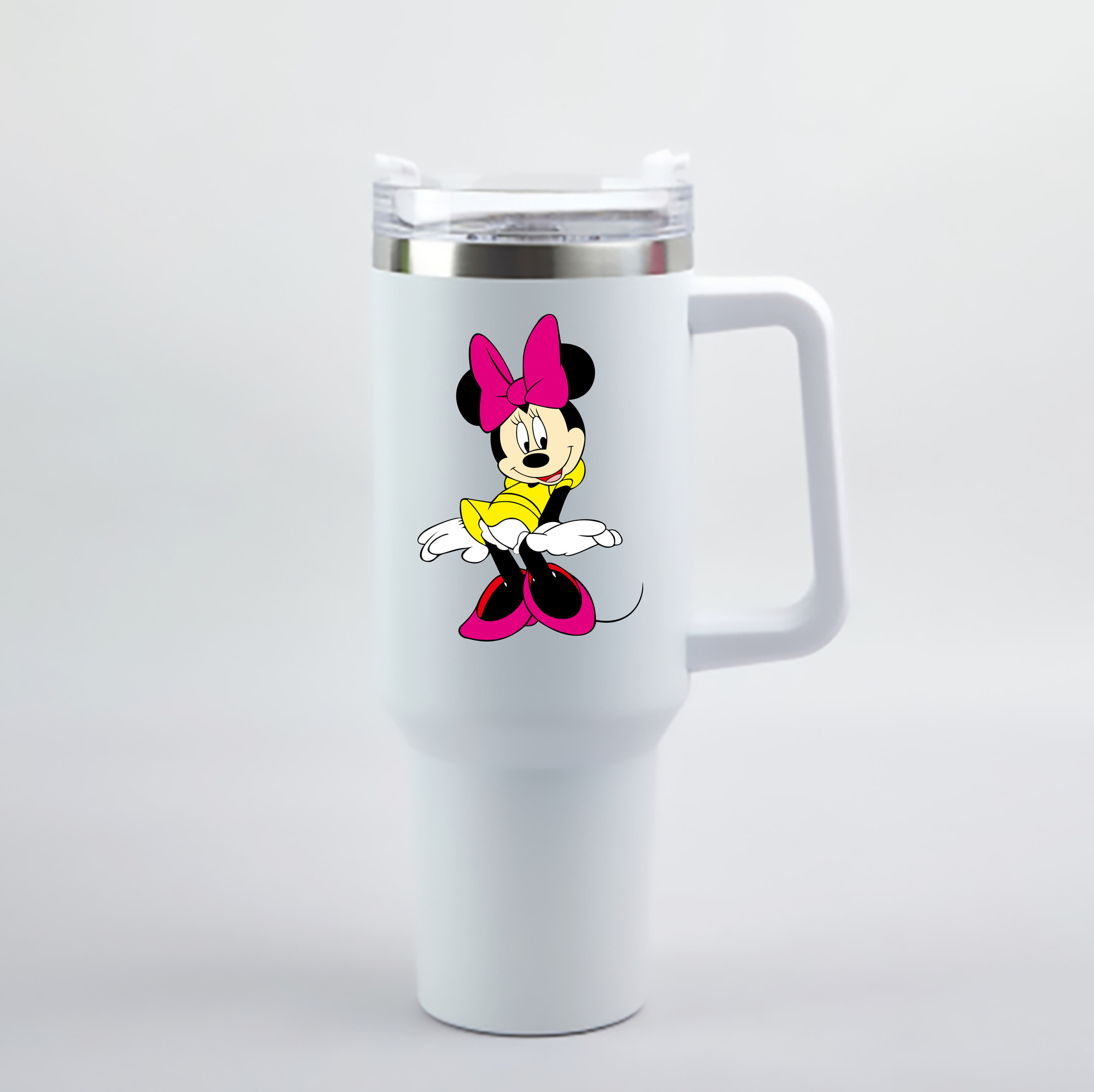 （画像用） ミッキーマウス Mickey Mouse 1200mL車用タンブラー - クリスタルステッカー（プラスチックストロー付き）