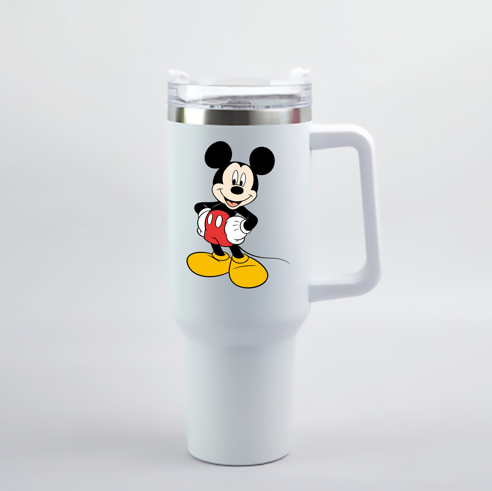 （画像用） ミッキーマウス Mickey Mouse 1200mL車用タンブラー - クリスタルステッカー（プラスチックストロー付き）