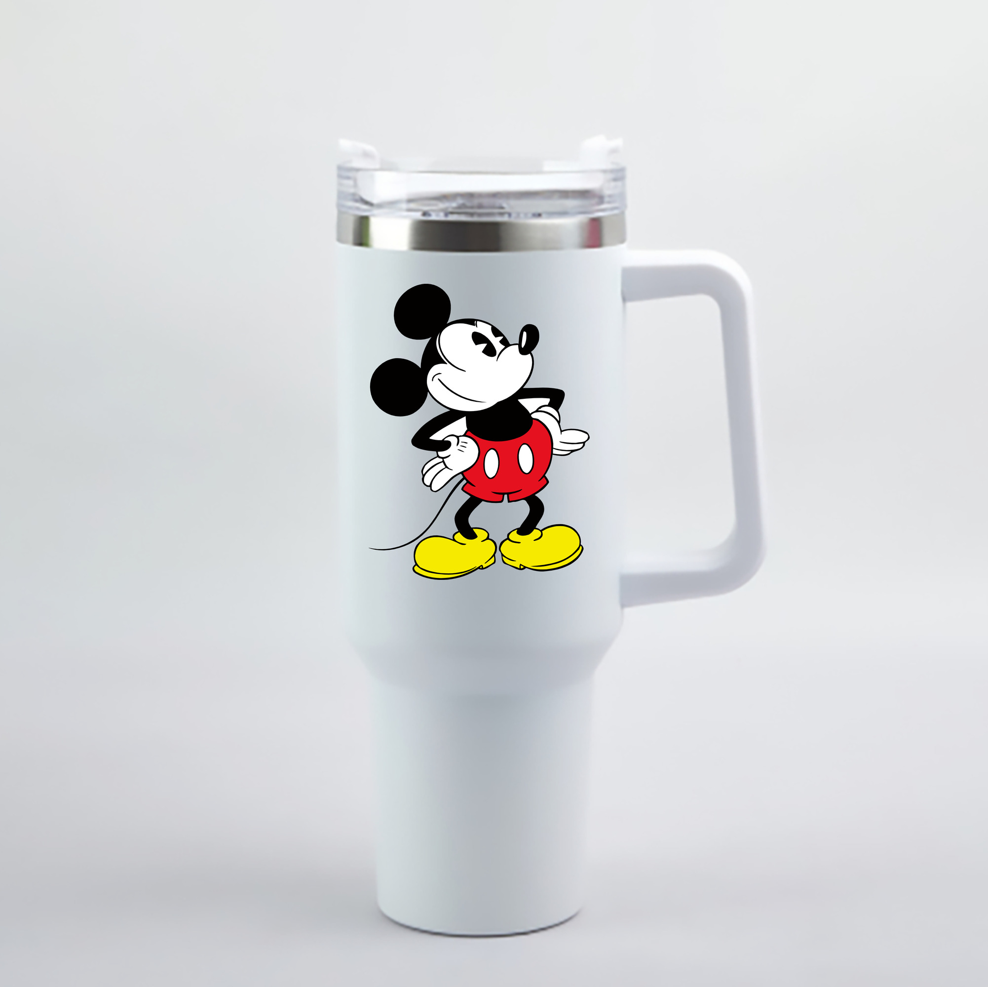 （画像用） ミッキーマウス Mickey Mouse 1200mL車用タンブラー - クリスタルステッカー（プラスチックストロー付き）