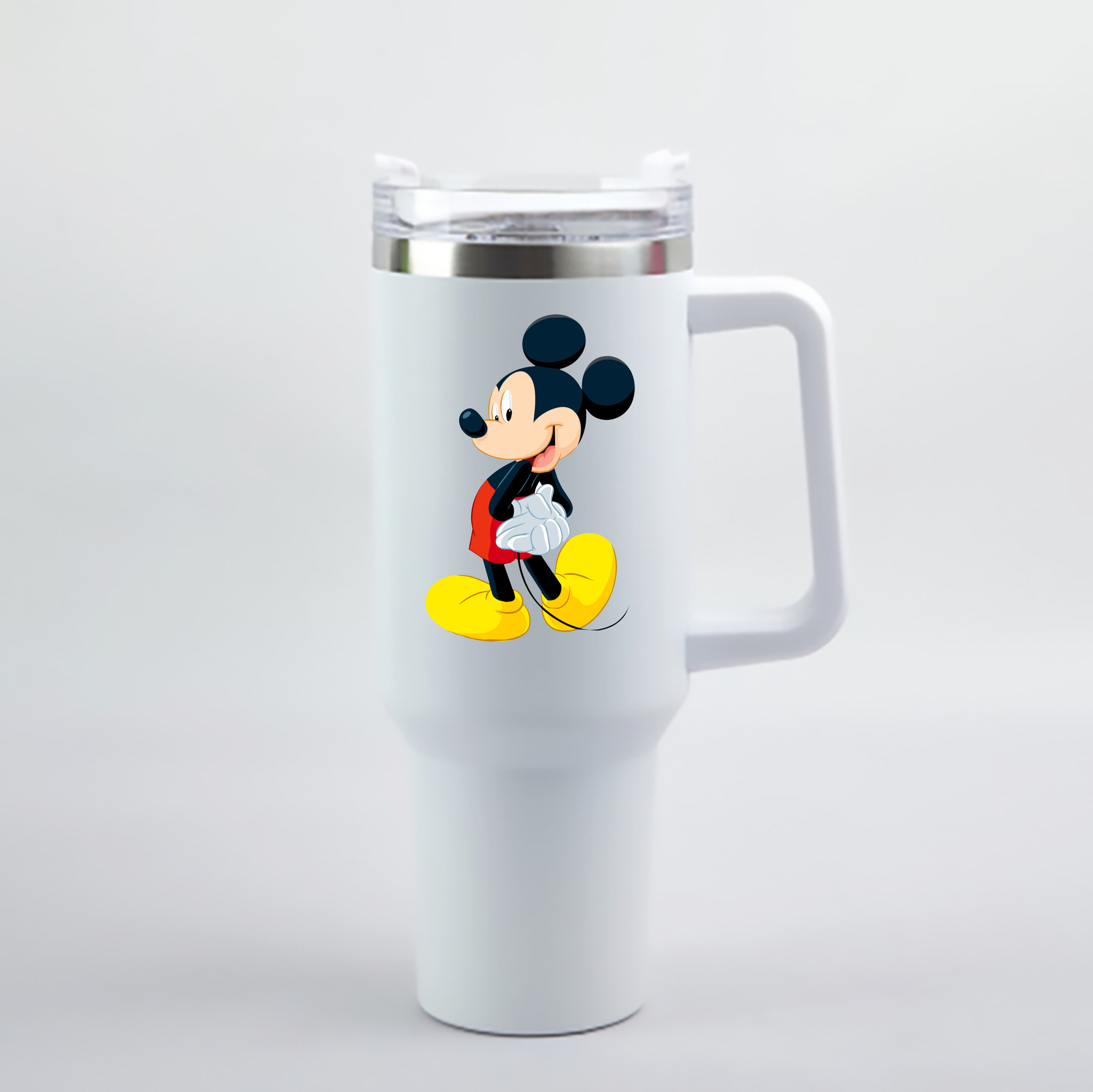 （画像用） ミッキーマウス Mickey Mouse 1200mL車用タンブラー - クリスタルステッカー（プラスチックストロー付き）