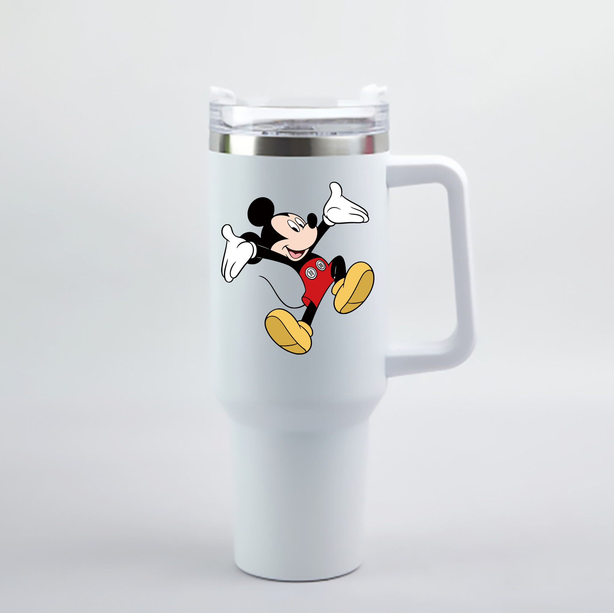 （画像用） ミッキーマウス Mickey Mouse 1200mL車用タンブラー - クリスタルステッカー（プラスチックストロー付き）