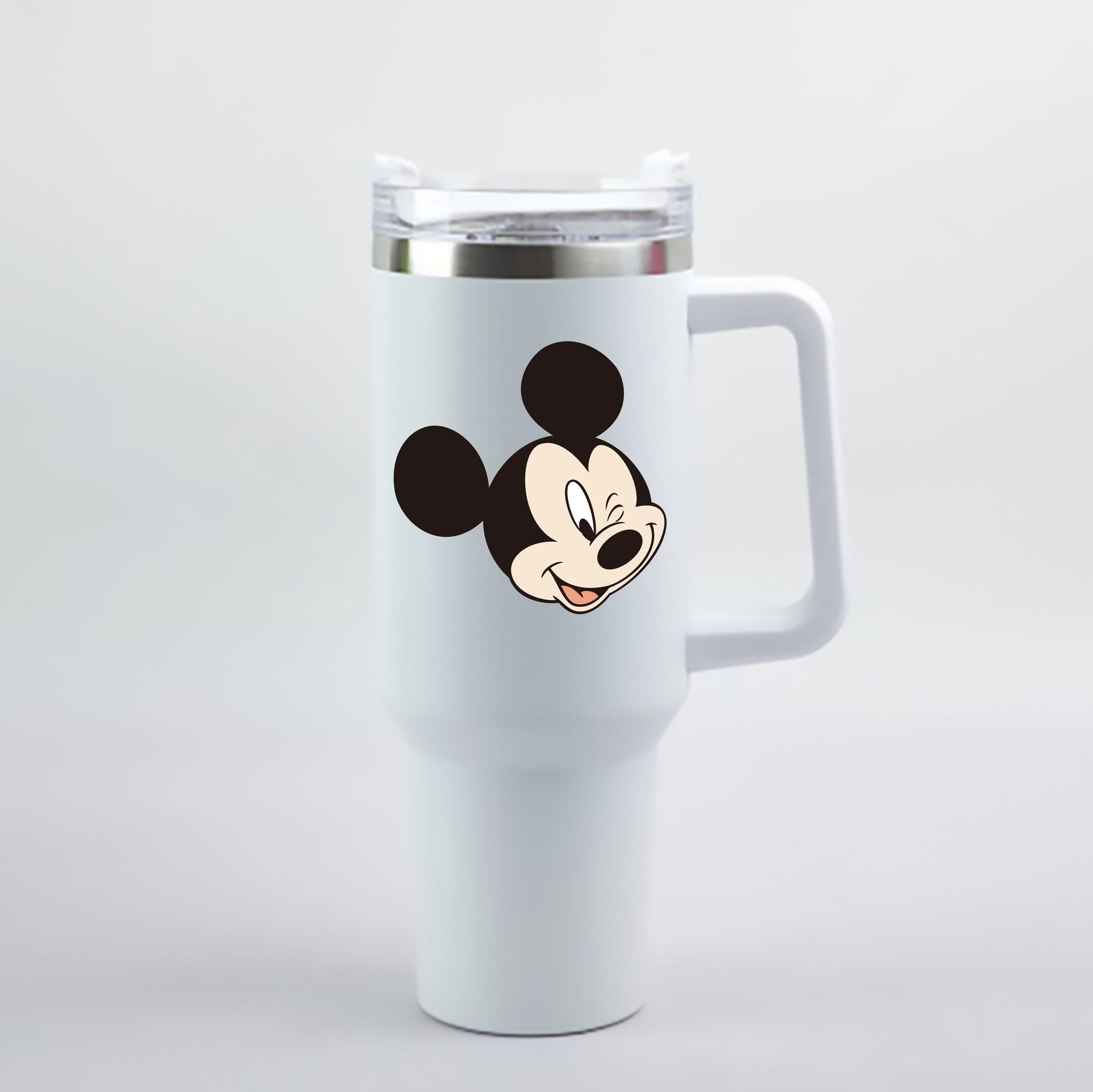 （画像用） ミッキーマウス Mickey Mouse 1200mL車用タンブラー - クリスタルステッカー（プラスチックストロー付き）