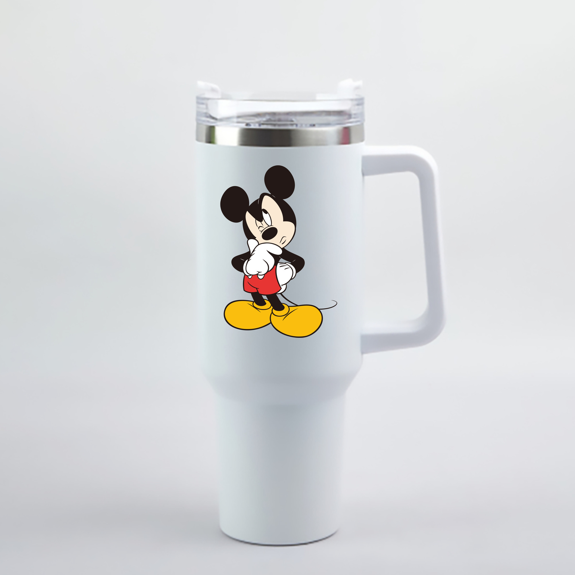 （画像用） ミッキーマウス Mickey Mouse 1200mL車用タンブラー - クリスタルステッカー（プラスチックストロー付き）