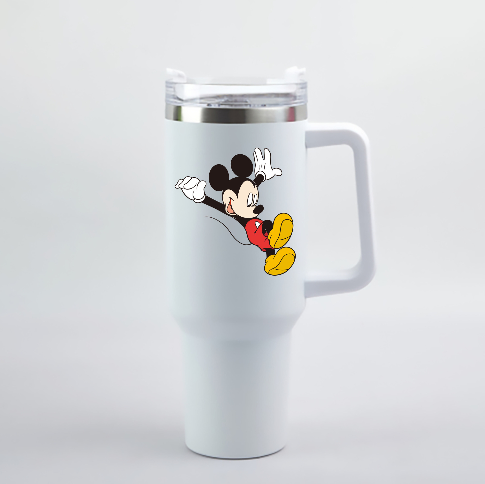 （画像用） ミッキーマウス Mickey Mouse 1200mL車用タンブラー - クリスタルステッカー（プラスチックストロー付き）
