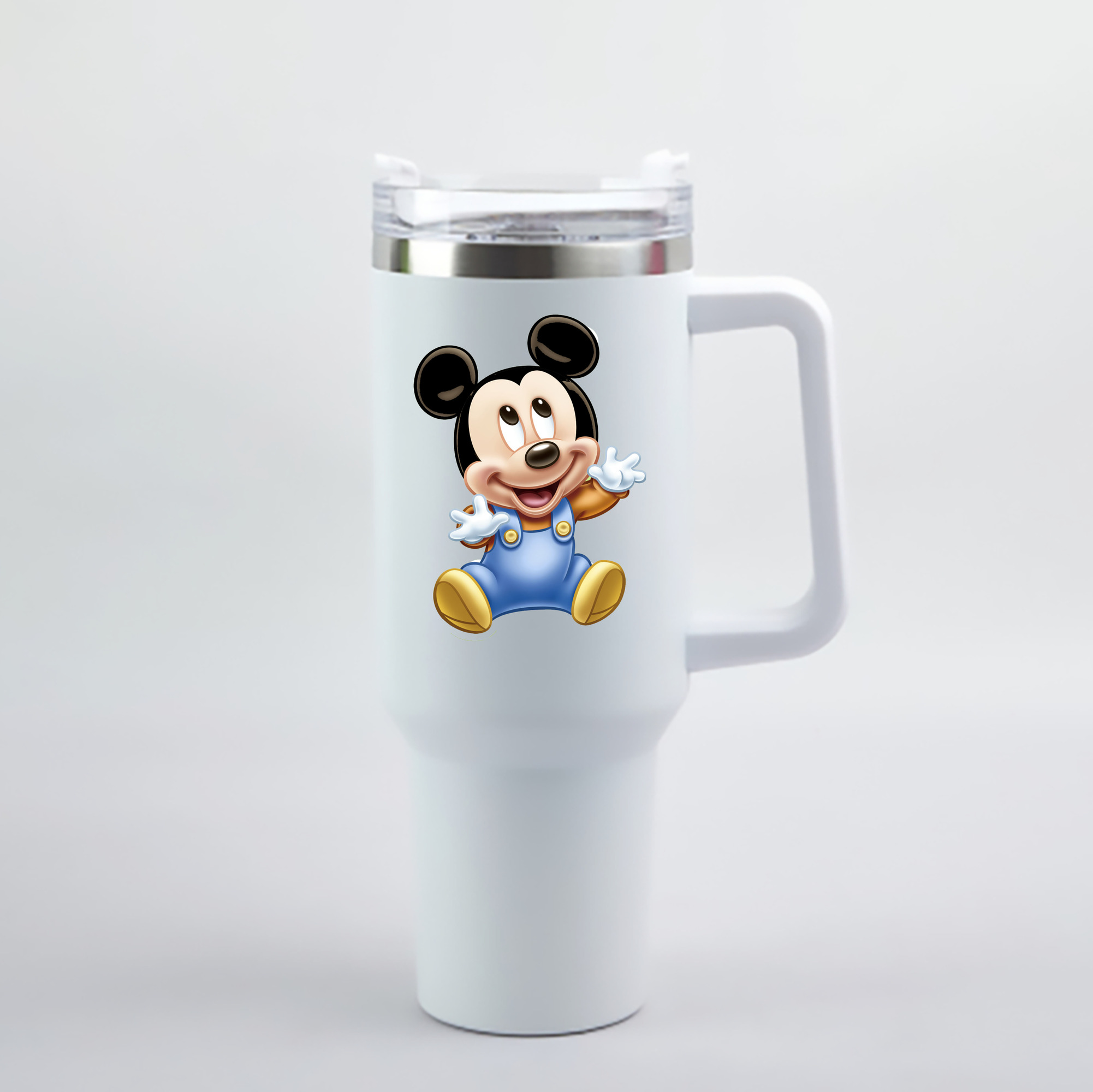 （画像用） ミッキーマウス Mickey Mouse 1200mL車用タンブラー - クリスタルステッカー（プラスチックストロー付き）