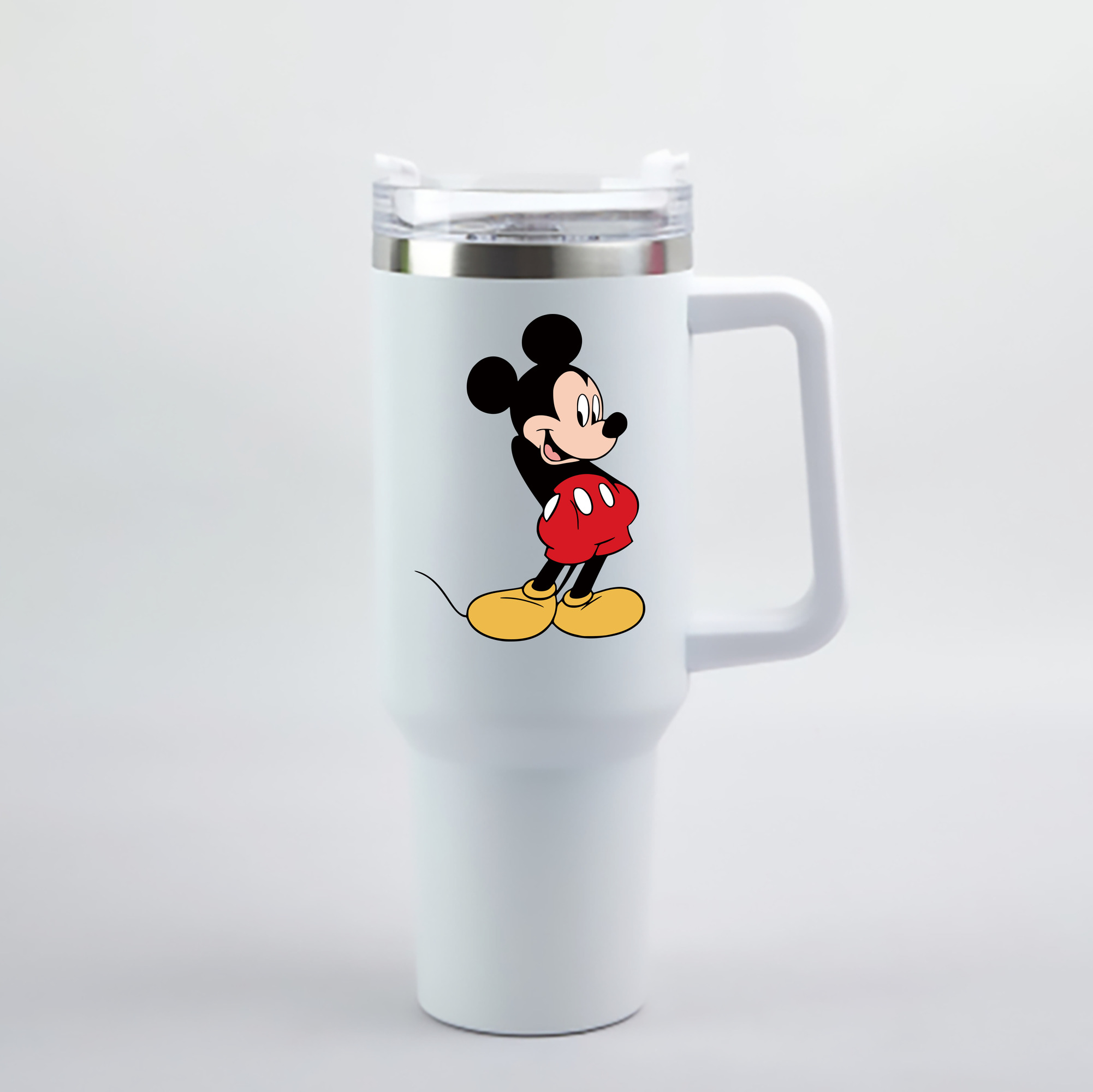 （画像用） ミッキーマウス Mickey Mouse 1200mL車用タンブラー - クリスタルステッカー（プラスチックストロー付き）