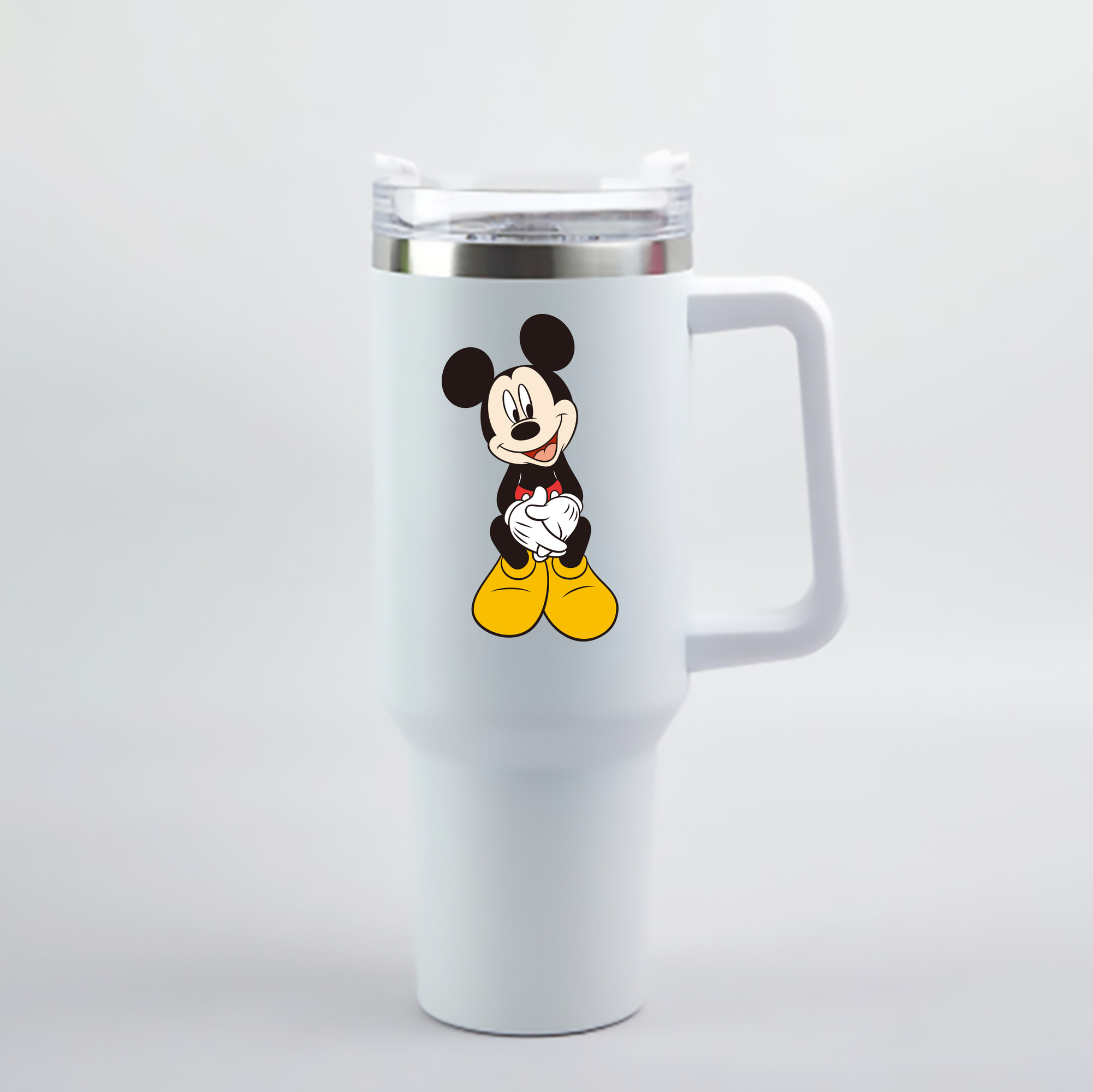 （画像用） ミッキーマウス Mickey Mouse 1200mL車用タンブラー - クリスタルステッカー（プラスチックストロー付き）