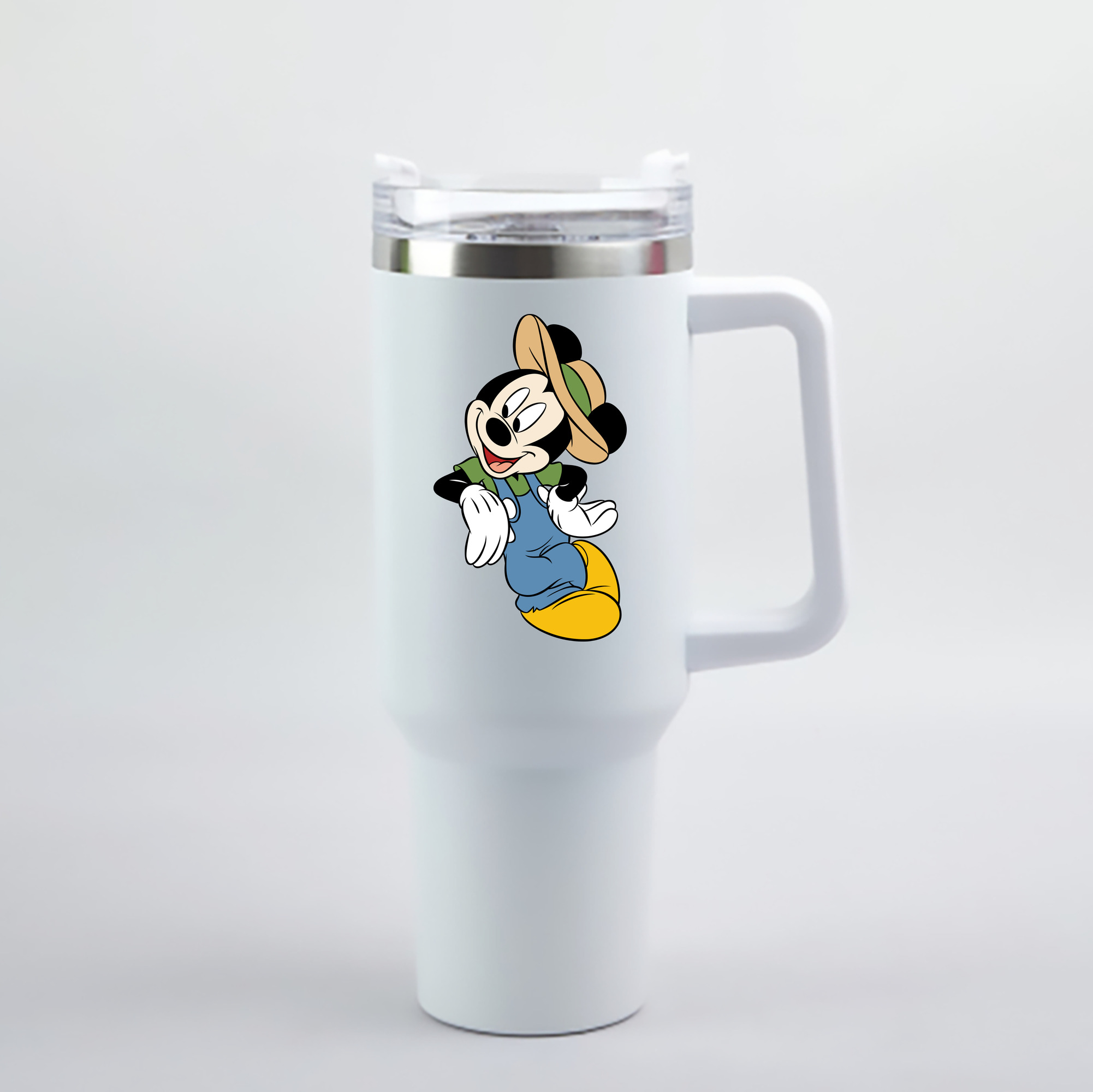 （画像用） ミッキーマウス Mickey Mouse 1200mL車用タンブラー - クリスタルステッカー（プラスチックストロー付き）