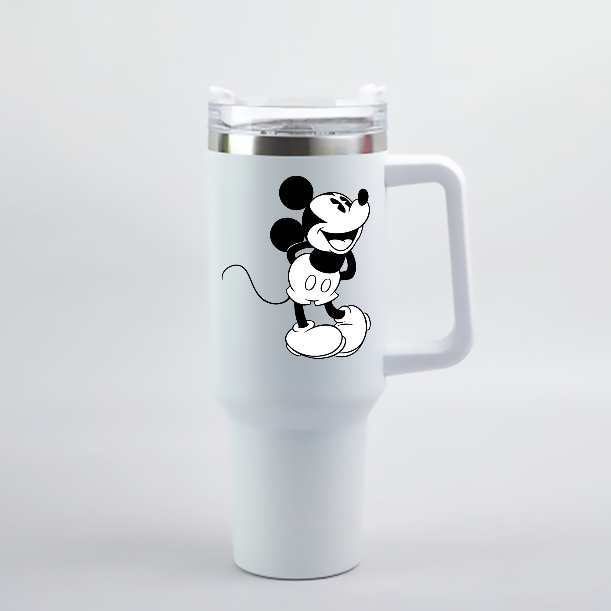 （画像用） ミッキーマウス Mickey Mouse 1200mL車用タンブラー - クリスタルステッカー（プラスチックストロー付き）