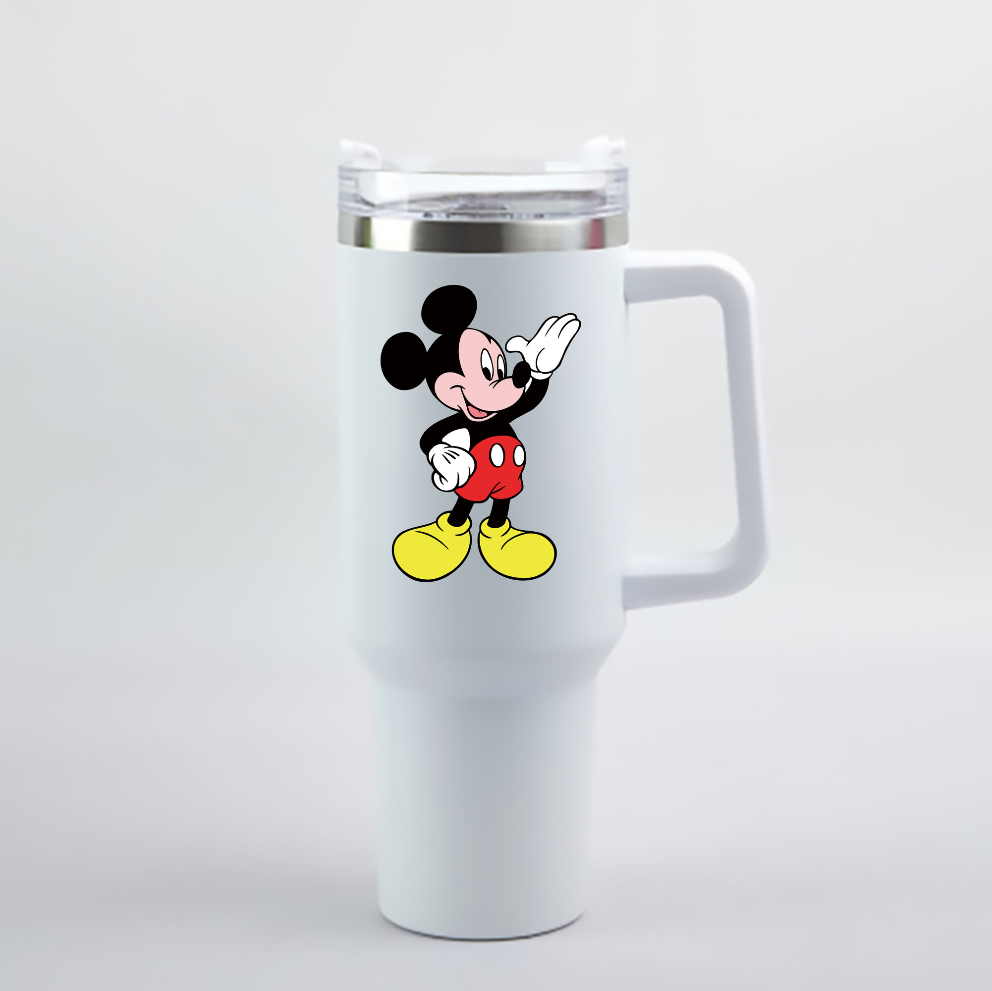 （画像用） ミッキーマウス Mickey Mouse 1200mL車用タンブラー - クリスタルステッカー（プラスチックストロー付き）