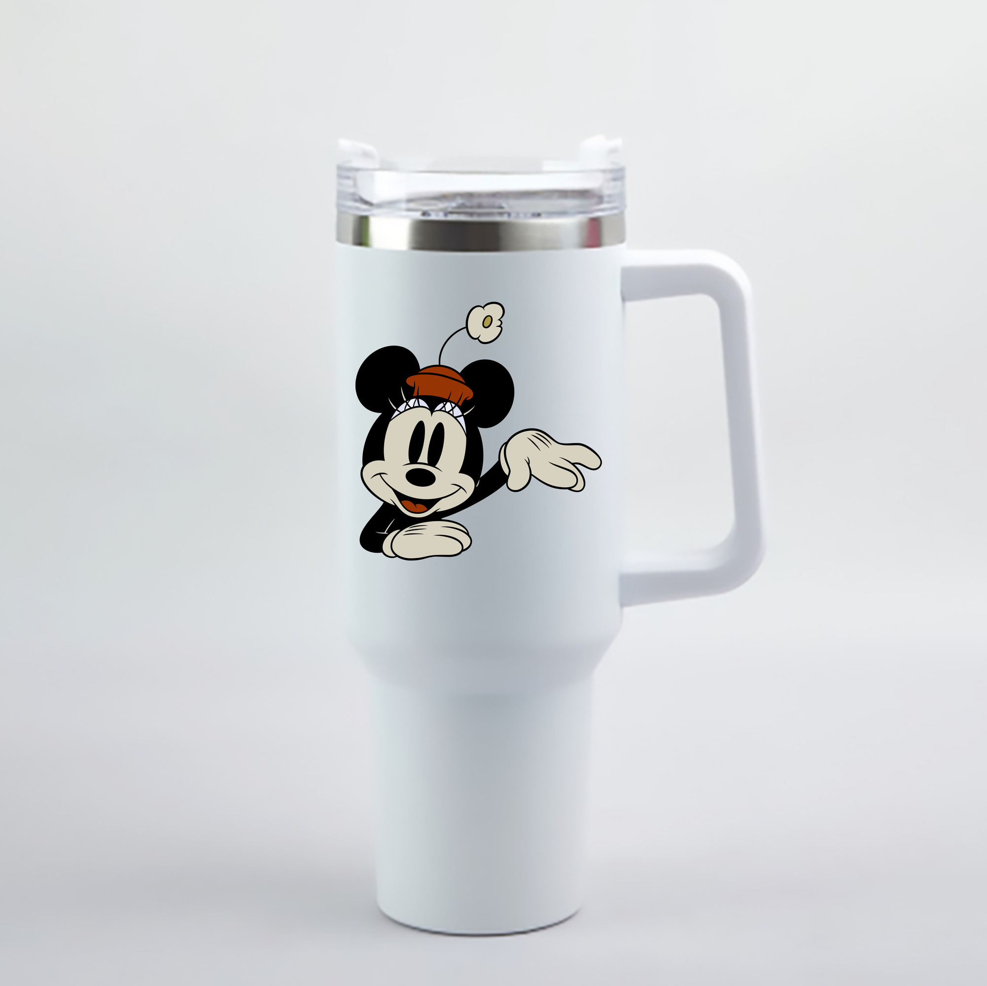 （画像用） ミッキーマウス Mickey Mouse 1200mL車用タンブラー - クリスタルステッカー（プラスチックストロー付き）