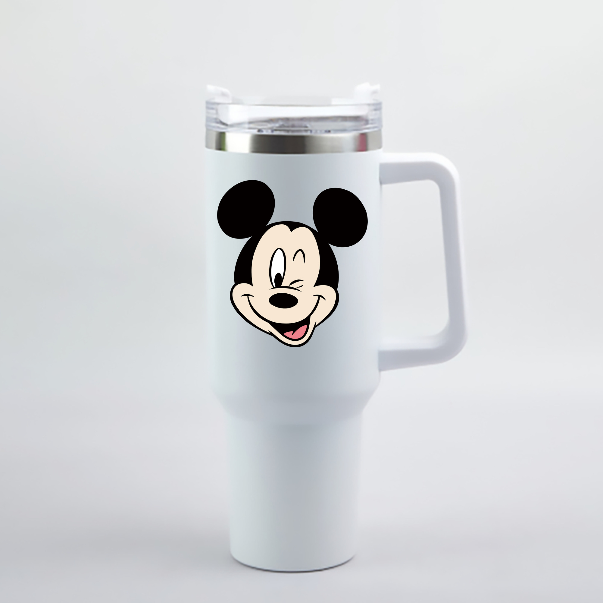 （画像用） ミッキーマウス Mickey Mouse 1200mL車用タンブラー - クリスタルステッカー（プラスチックストロー付き）
