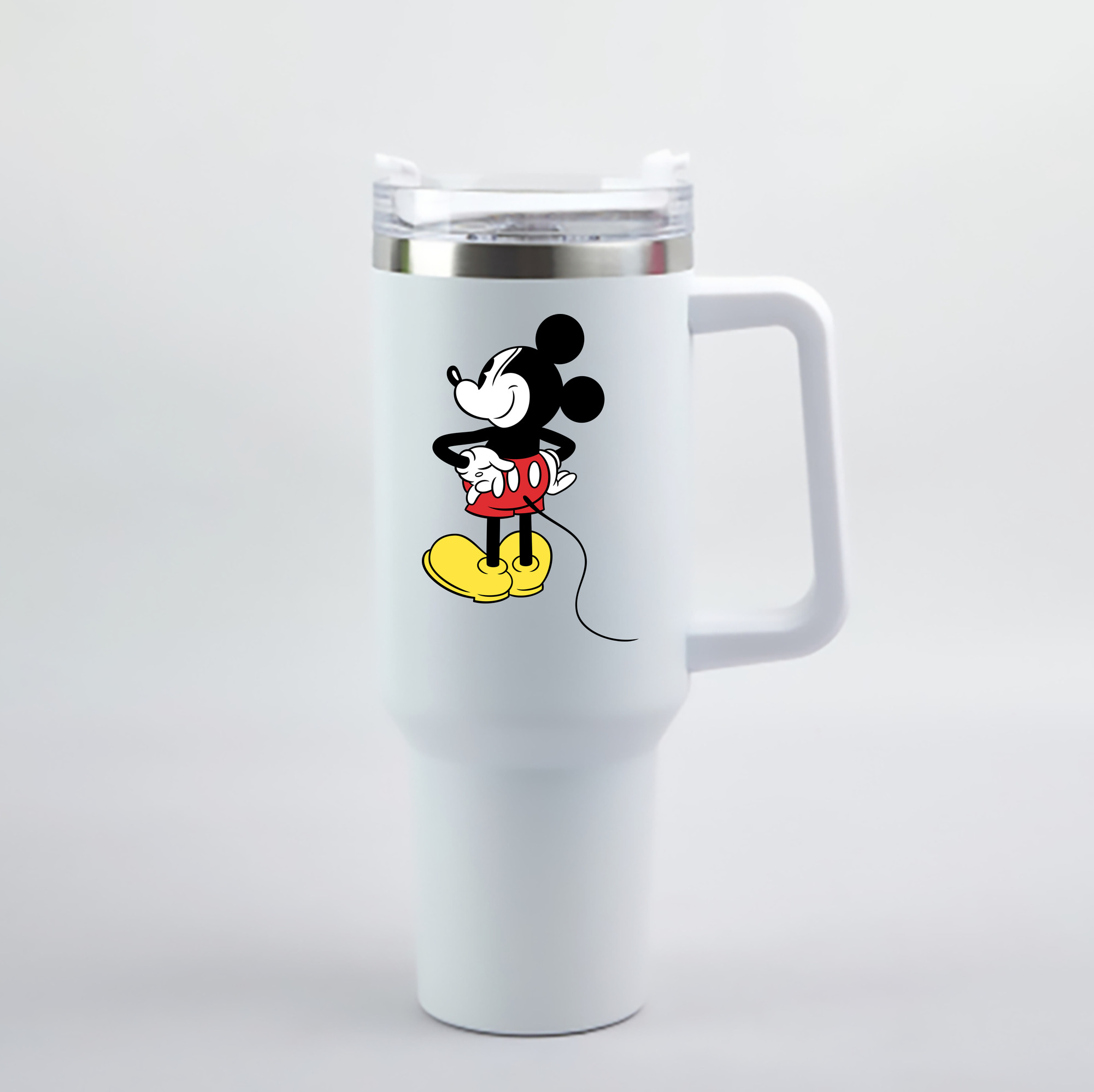 （画像用） ミッキーマウス Mickey Mouse 1200mL車用タンブラー - クリスタルステッカー（プラスチックストロー付き）