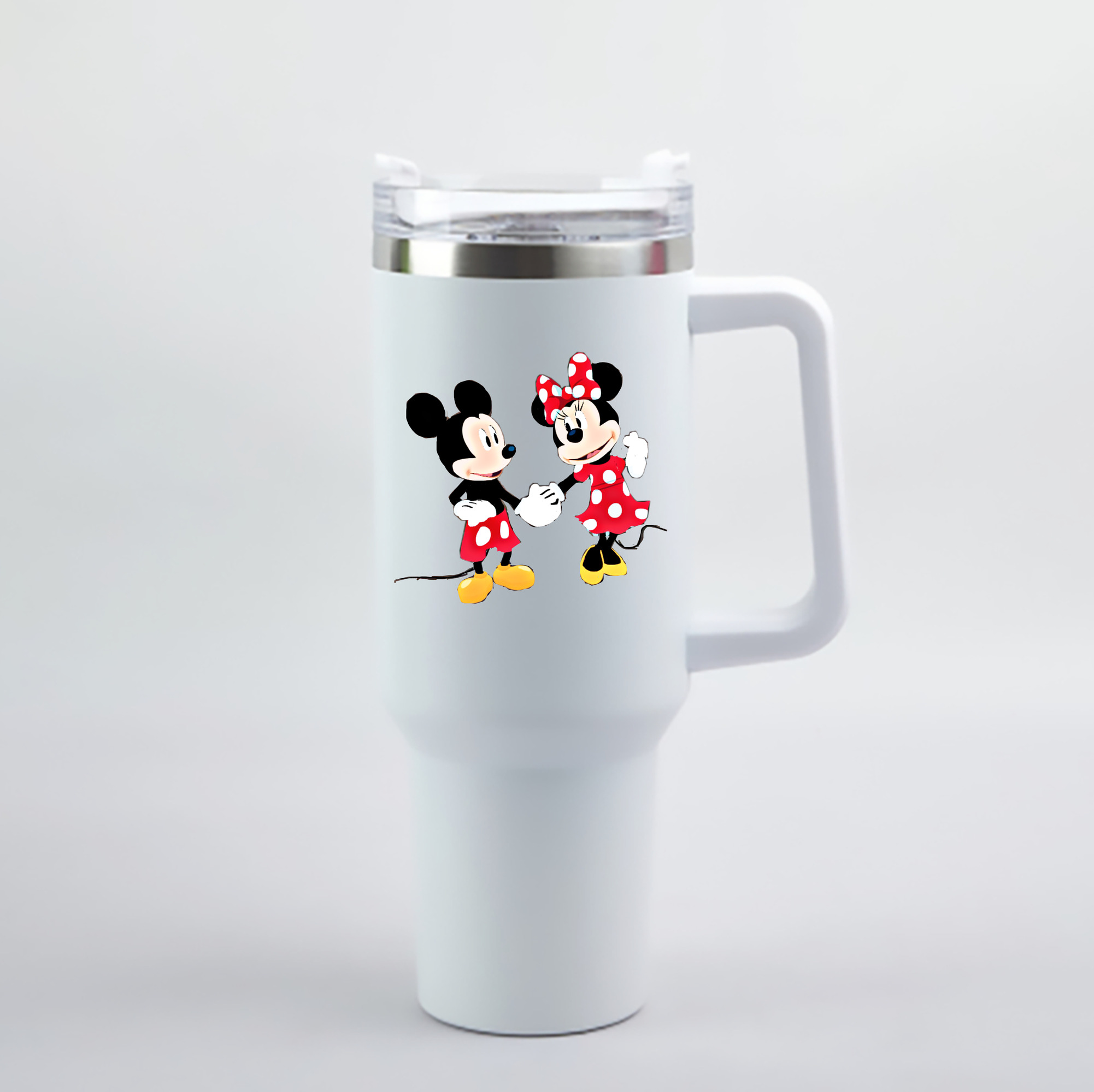 （画像用） ミッキーマウス Mickey Mouse 1200mL車用タンブラー - クリスタルステッカー（プラスチックストロー付き）