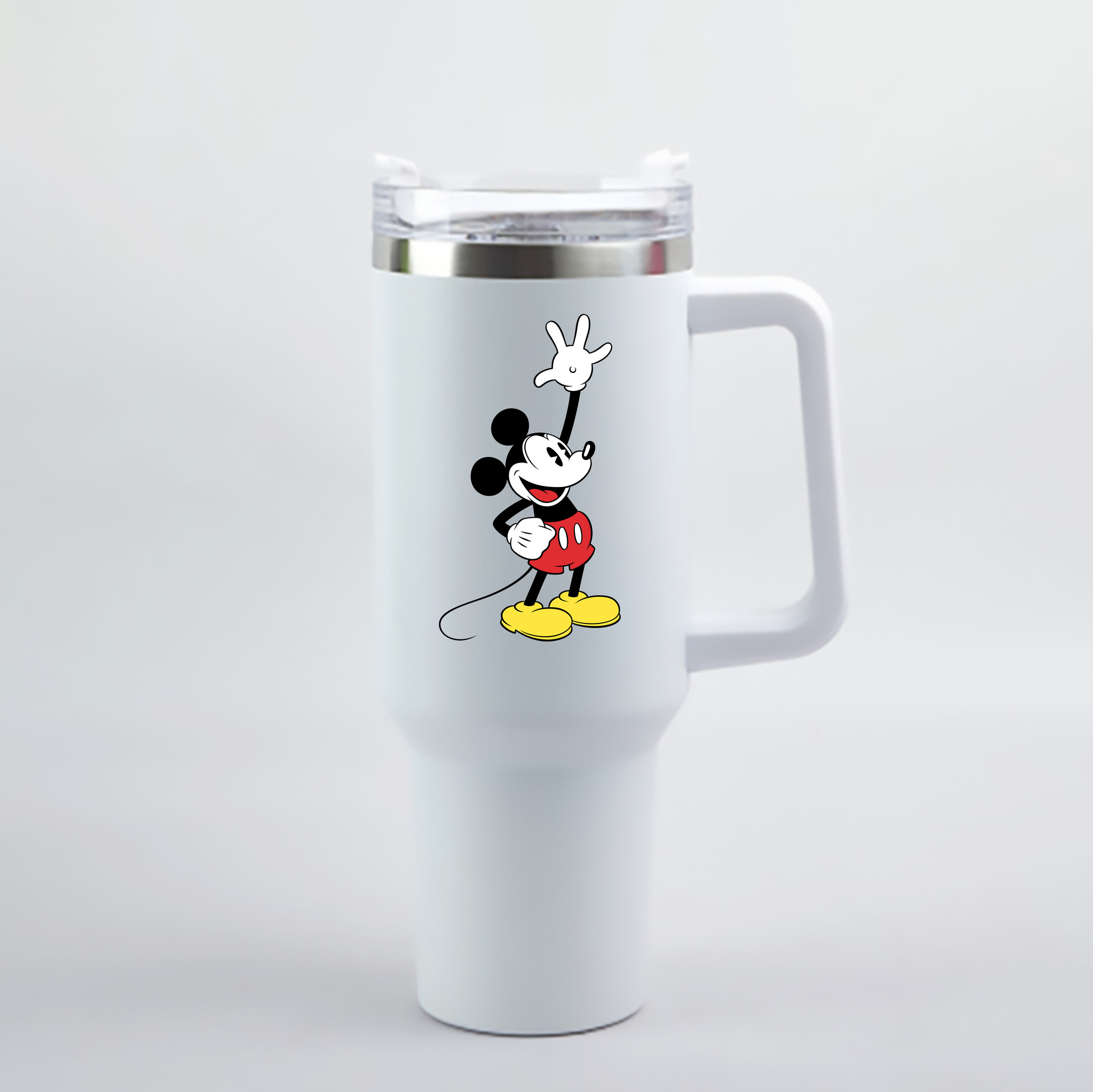 （画像用） ミッキーマウス Mickey Mouse 1200mL車用タンブラー - クリスタルステッカー（プラスチックストロー付き）