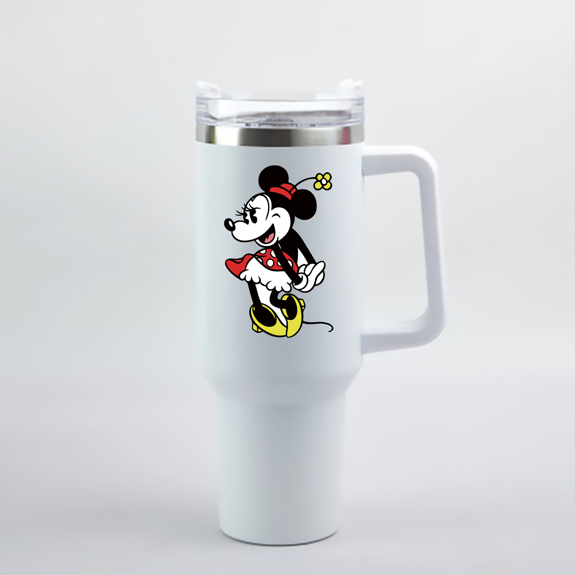 （画像用） ミッキーマウス Mickey Mouse 1200mL車用タンブラー - クリスタルステッカー（プラスチックストロー付き）