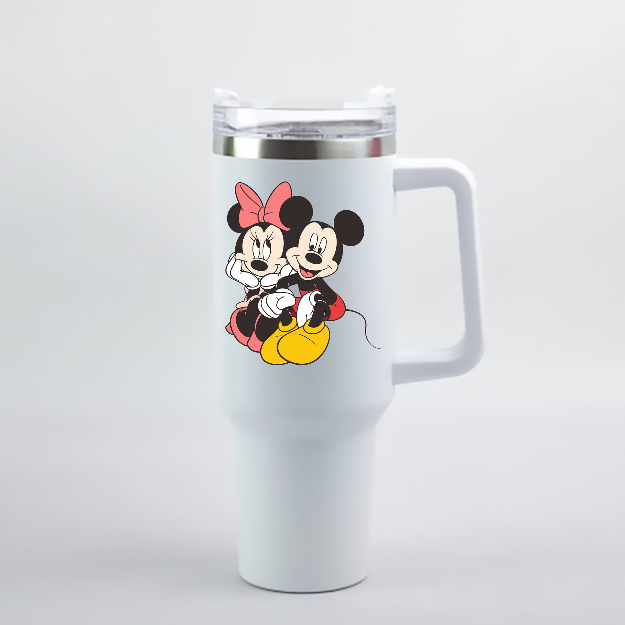 （画像用） ミッキーマウス Mickey Mouse 1200mL車用タンブラー - クリスタルステッカー（プラスチックストロー付き）