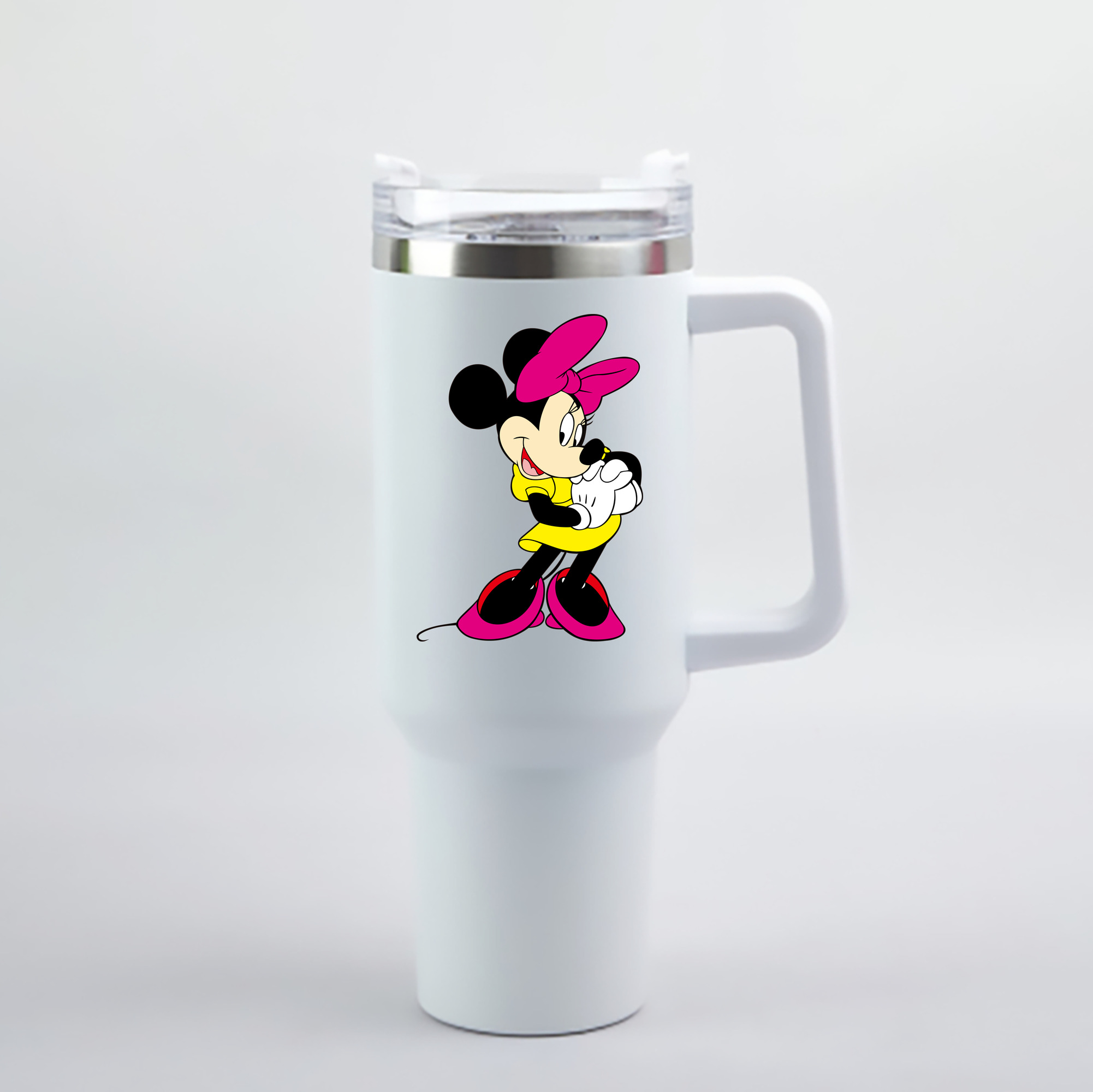 （画像用） ミッキーマウス Mickey Mouse 1200mL車用タンブラー - クリスタルステッカー（プラスチックストロー付き）