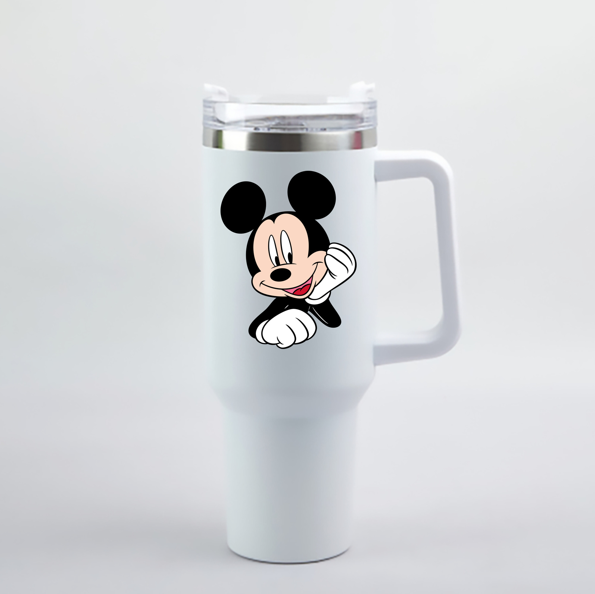 （画像用） ミッキーマウス Mickey Mouse 1200mL車用タンブラー - クリスタルステッカー（プラスチックストロー付き）