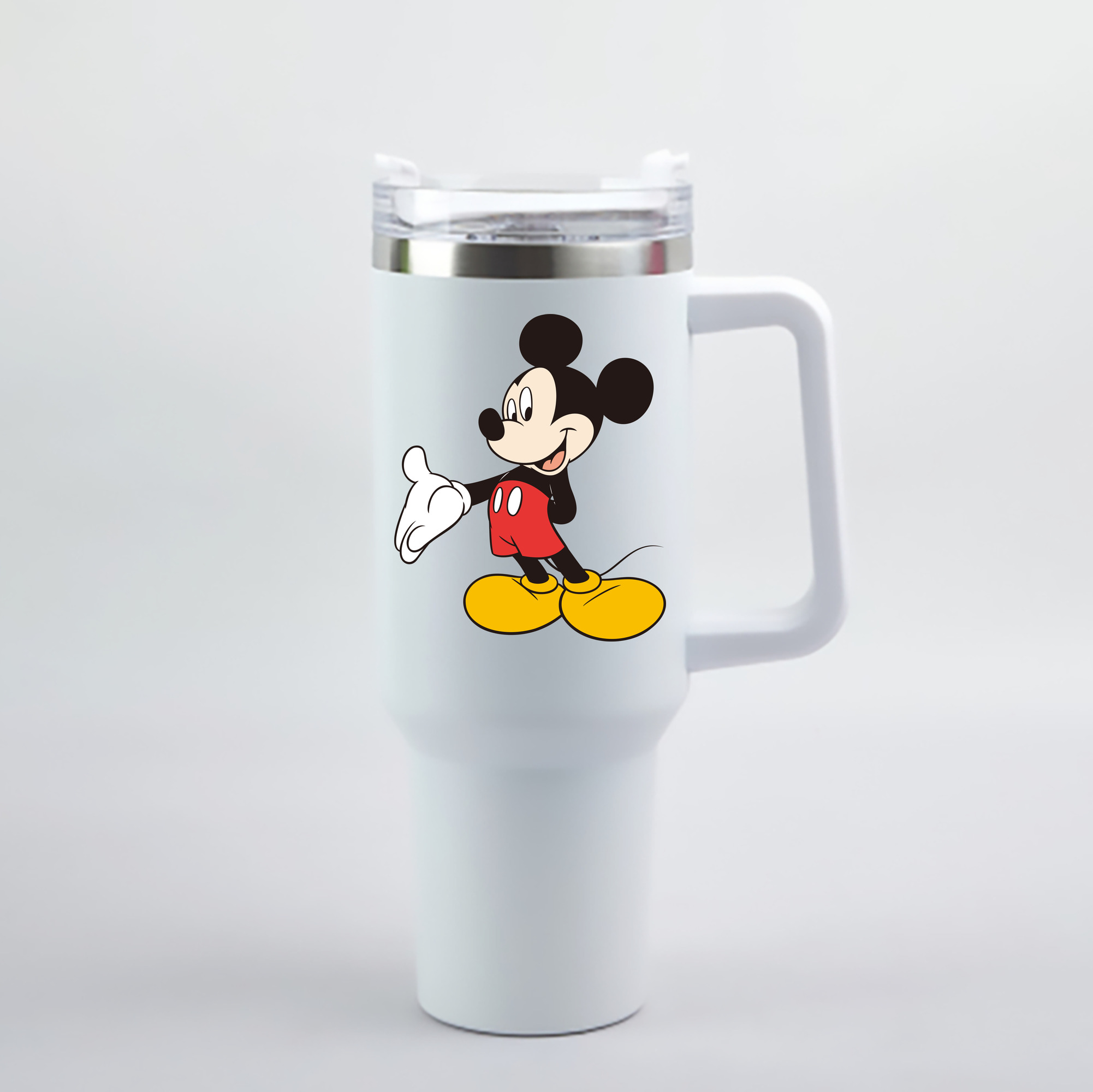 （画像用） ミッキーマウス Mickey Mouse 1200mL車用タンブラー - クリスタルステッカー（プラスチックストロー付き）