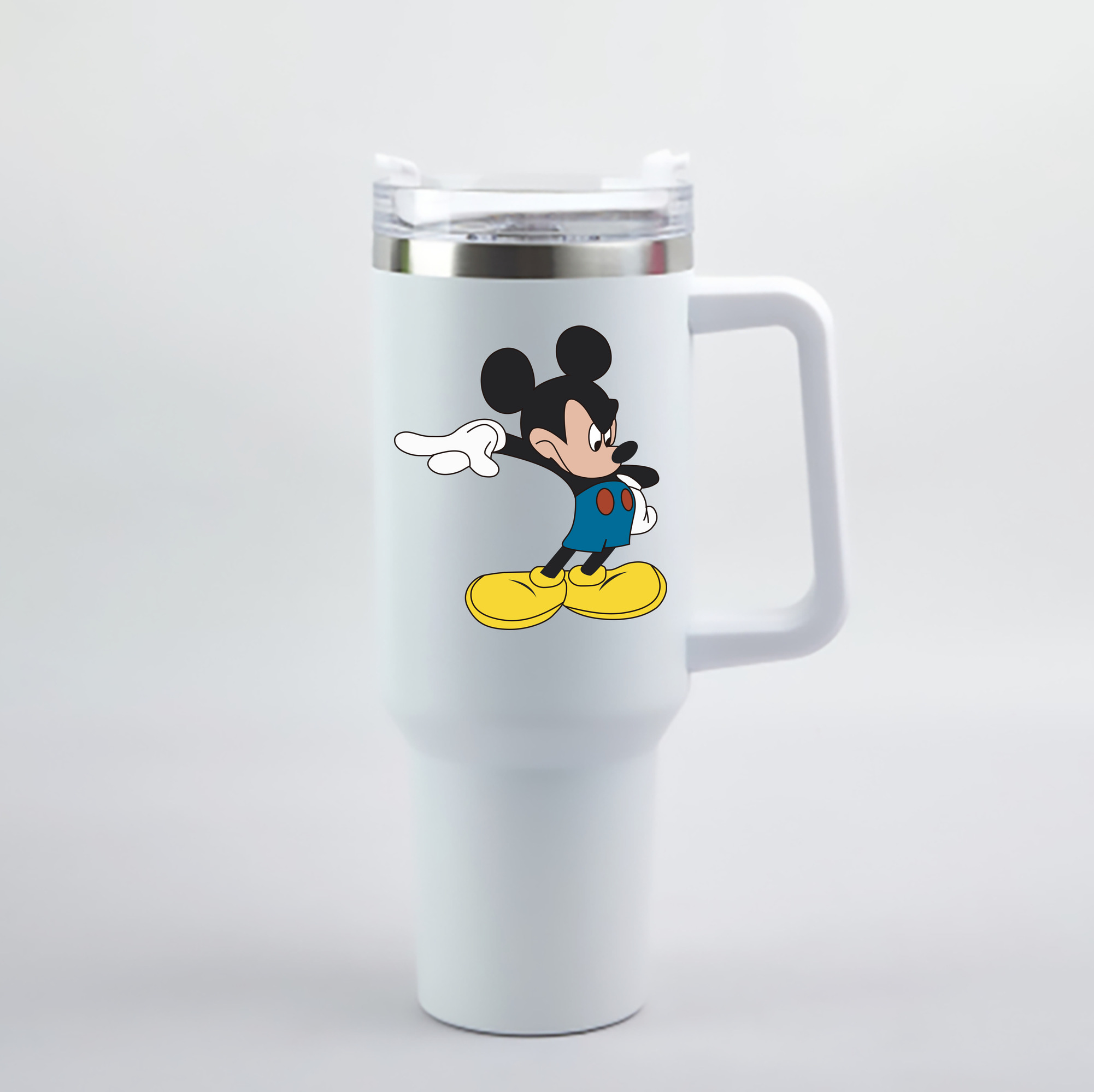 （画像用） ミッキーマウス Mickey Mouse 1200mL車用タンブラー - クリスタルステッカー（プラスチックストロー付き）