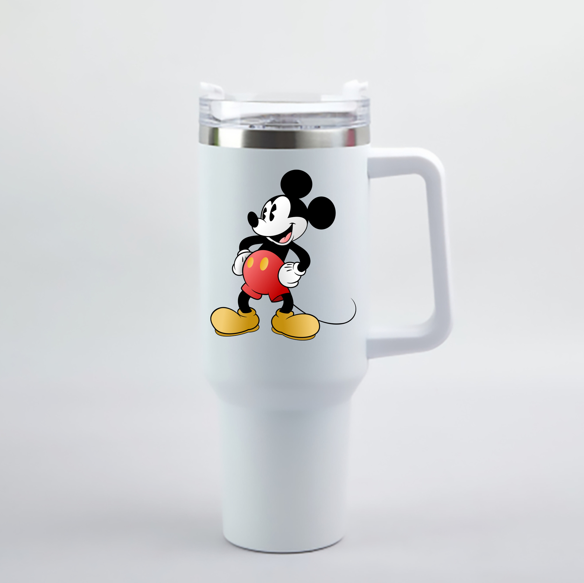 （画像用） ミッキーマウス Mickey Mouse 1200mL車用タンブラー - クリスタルステッカー（プラスチックストロー付き）