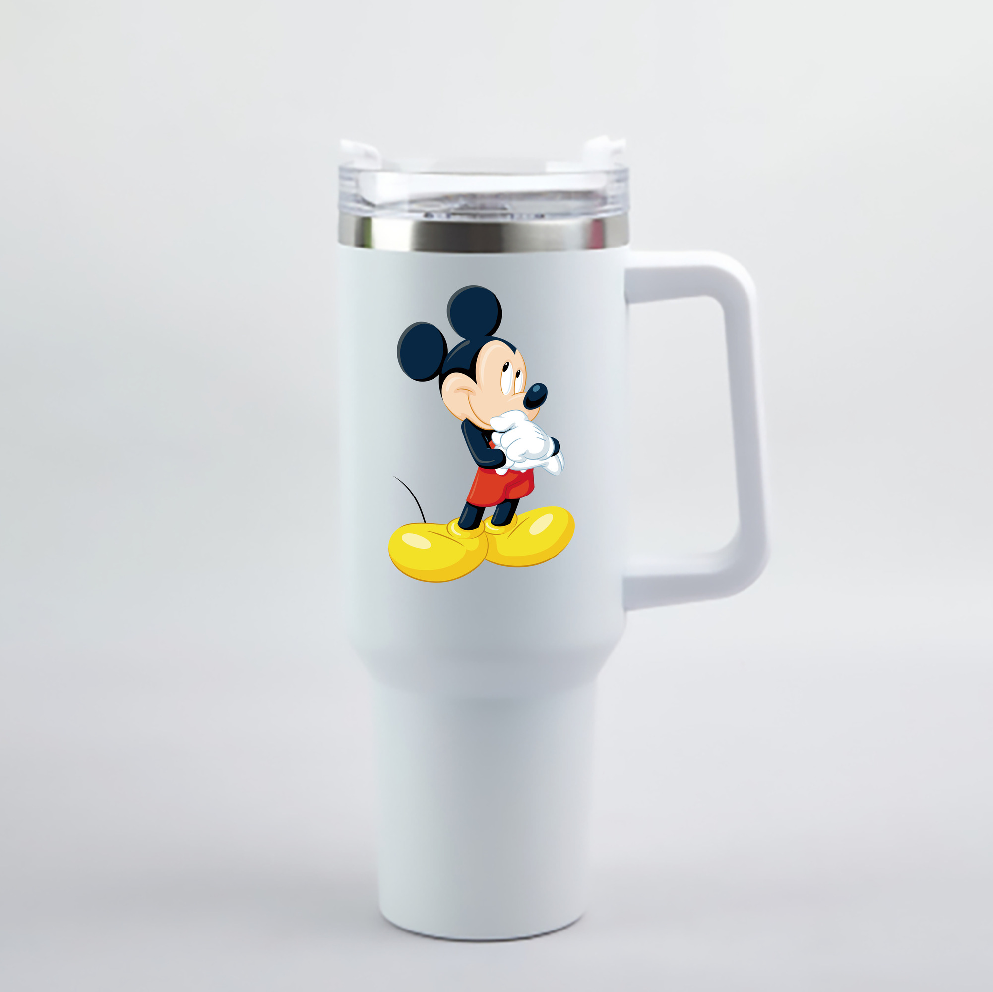 （画像用） ミッキーマウス Mickey Mouse 1200mL車用タンブラー - クリスタルステッカー（プラスチックストロー付き）