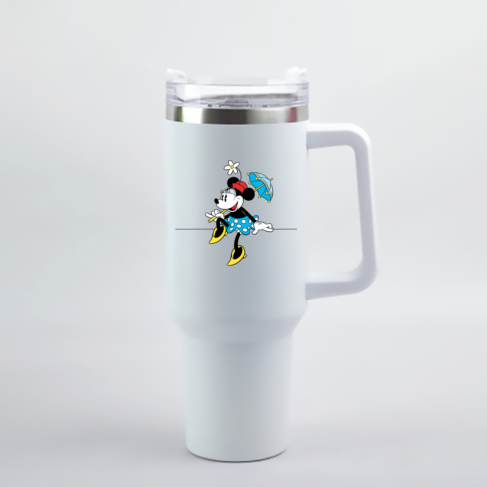 （画像用） ミッキーマウス Mickey Mouse 1200mL車用タンブラー - クリスタルステッカー（プラスチックストロー付き）