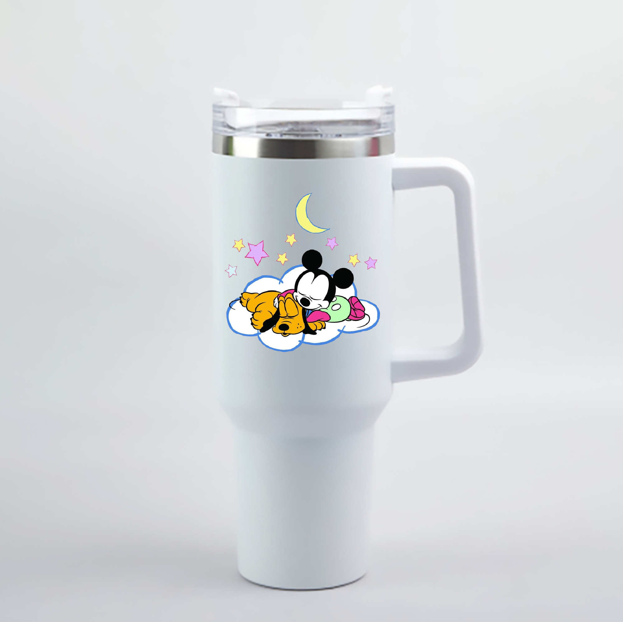 （画像用） ミッキーマウス Mickey Mouse 1200mL車用タンブラー - クリスタルステッカー（プラスチックストロー付き）