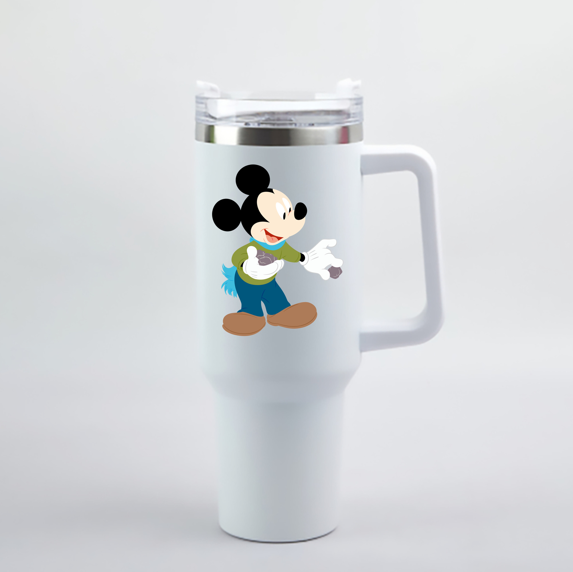 （画像用） ミッキーマウス Mickey Mouse 1200mL車用タンブラー - クリスタルステッカー（プラスチックストロー付き）