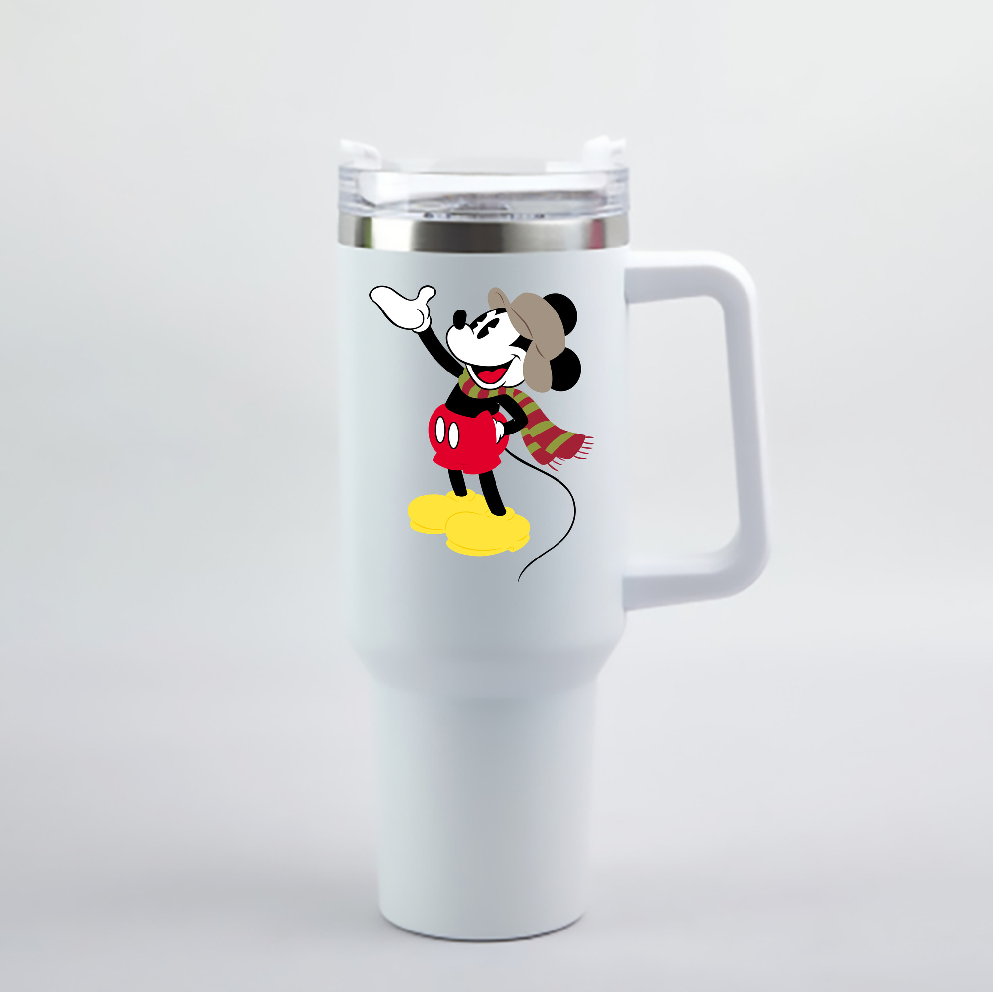 （画像用） ミッキーマウス Mickey Mouse 1200mL車用タンブラー - クリスタルステッカー（プラスチックストロー付き）