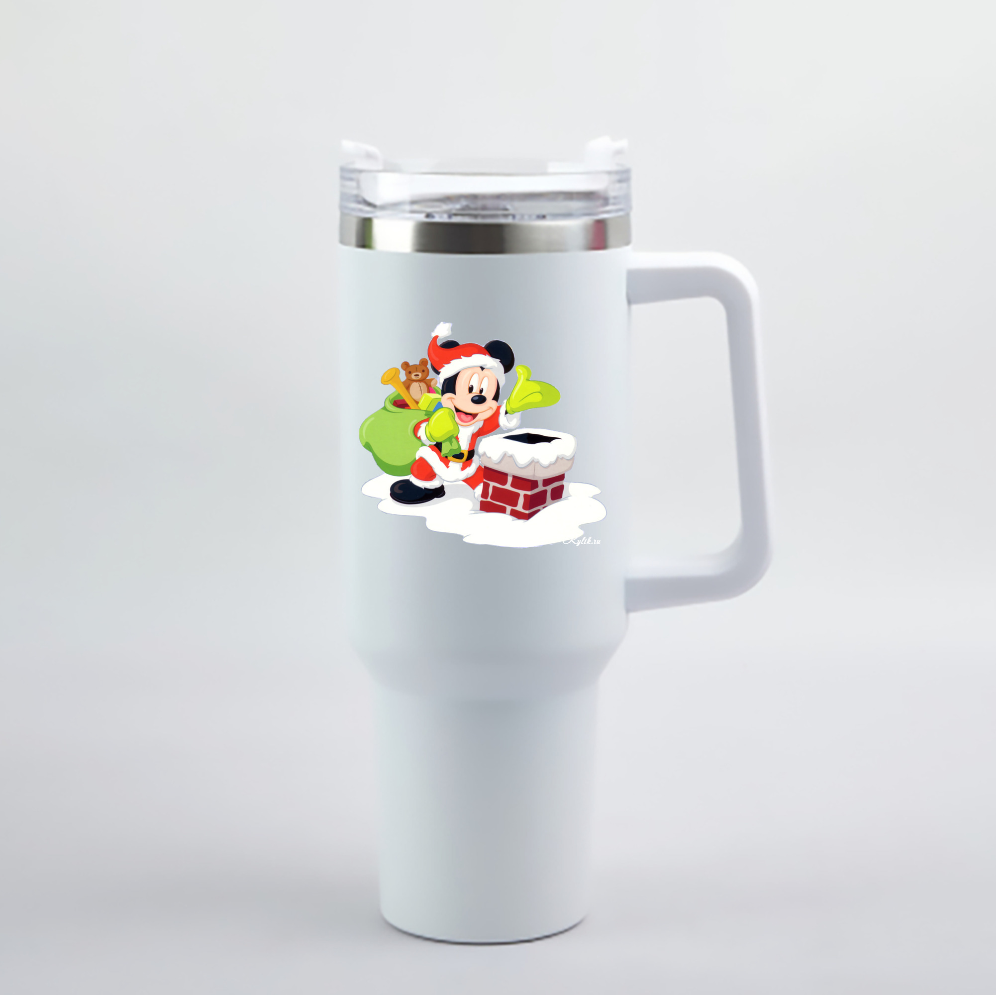 （画像用） ミッキーマウス Mickey Mouse 1200mL車用タンブラー - クリスタルステッカー（プラスチックストロー付き）