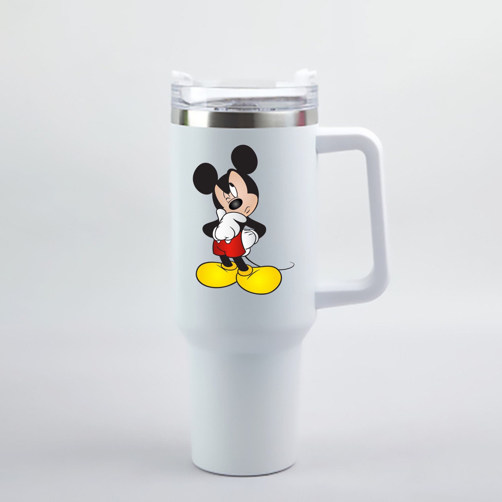 （画像用） ミッキーマウス Mickey Mouse 1200mL車用タンブラー - クリスタルステッカー（プラスチックストロー付き）