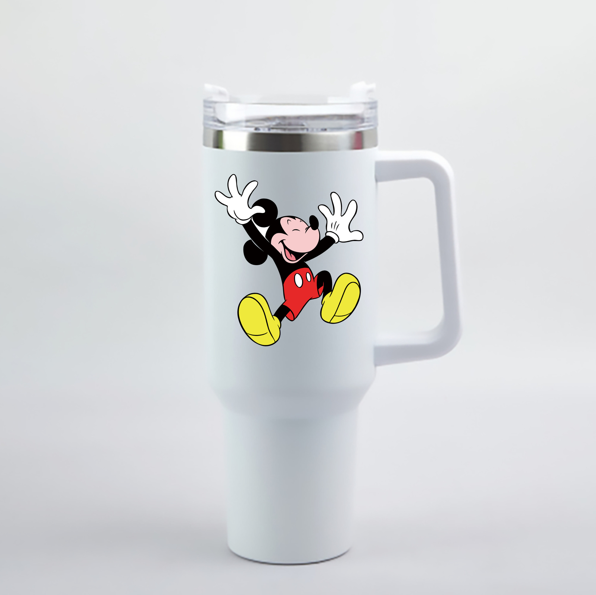 （画像用） ミッキーマウス Mickey Mouse 1200mL車用タンブラー - クリスタルステッカー（プラスチックストロー付き）