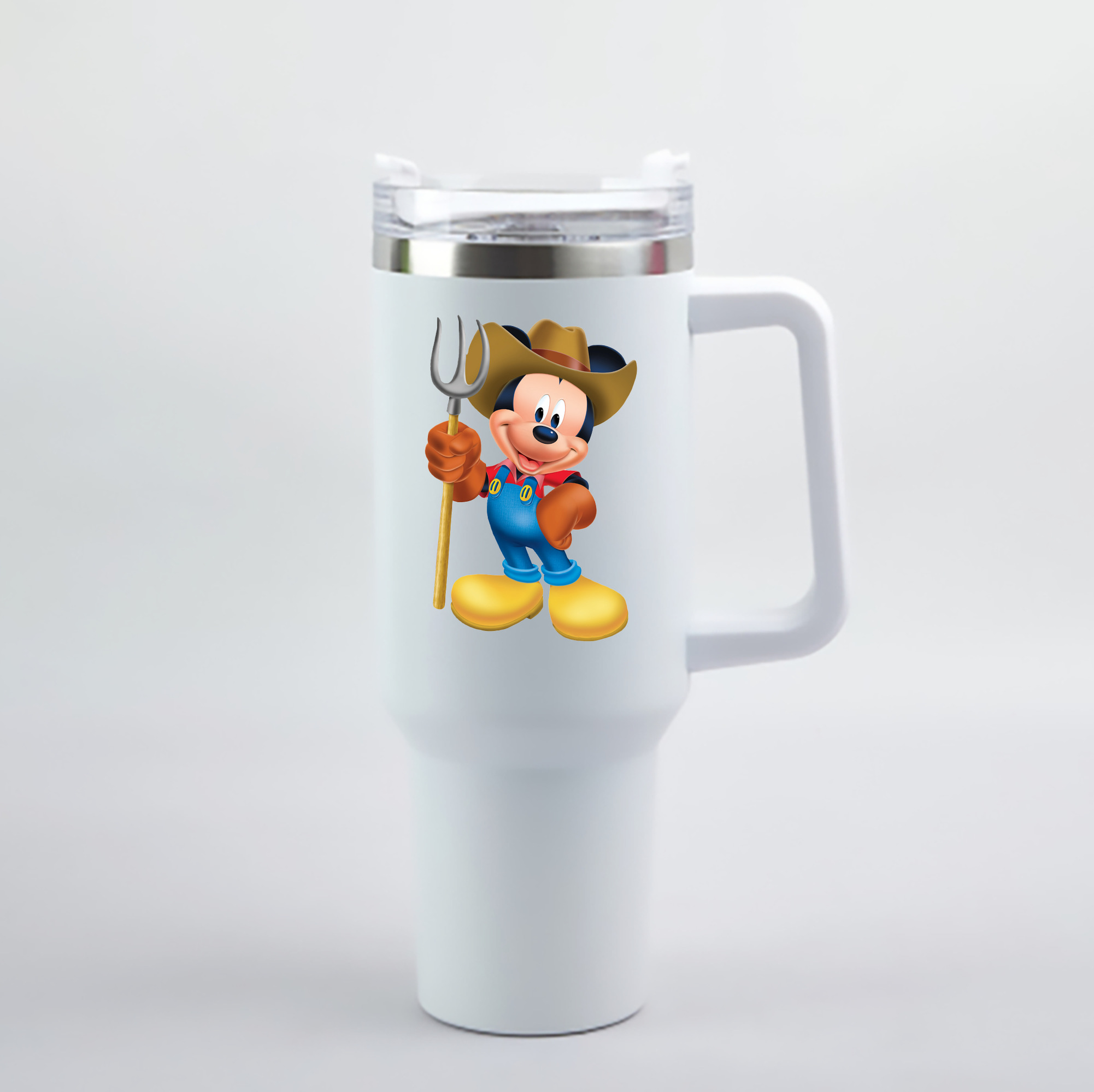 （画像用） ミッキーマウス Mickey Mouse 1200mL車用タンブラー - クリスタルステッカー（プラスチックストロー付き）