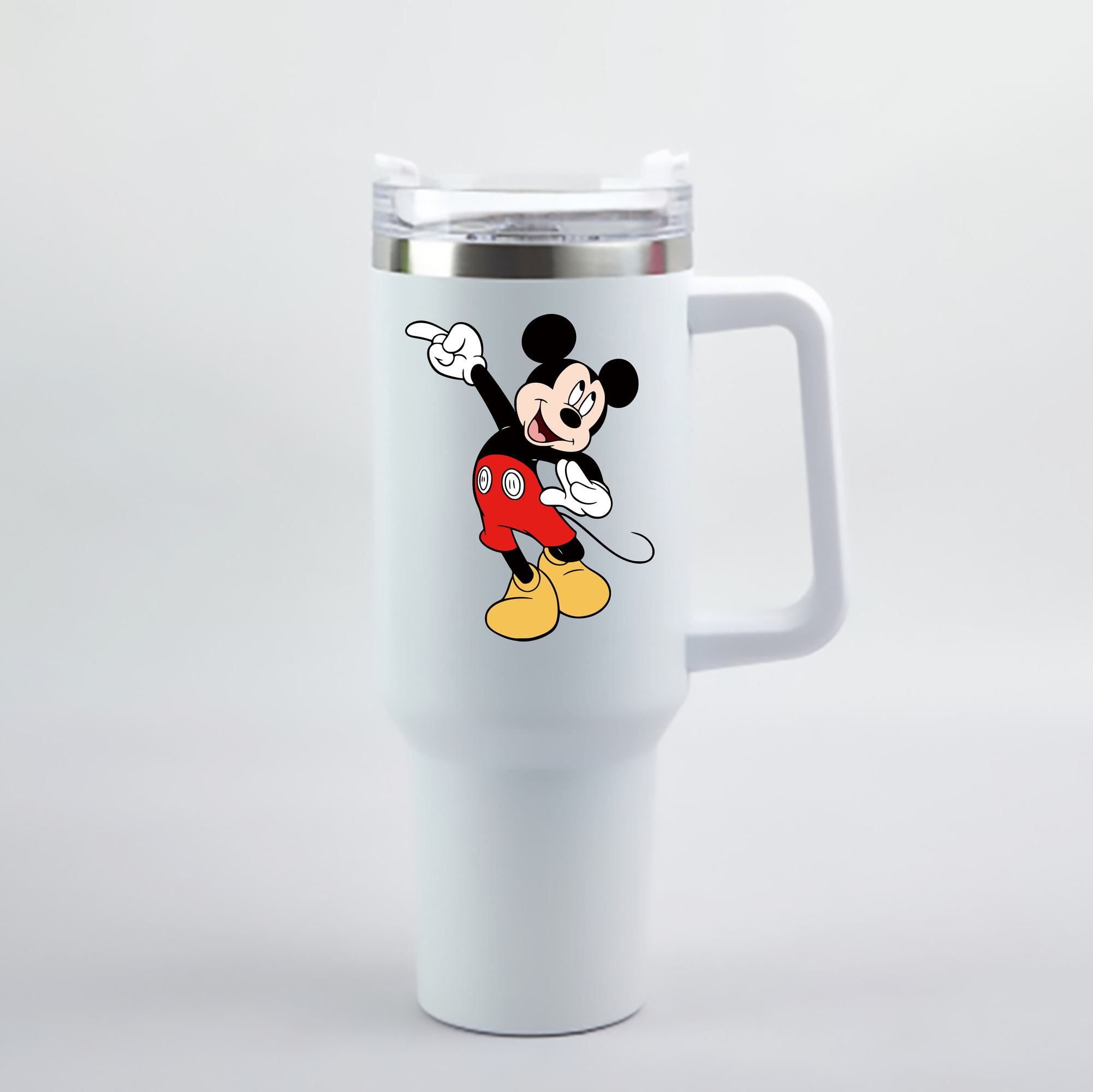 （画像用） ミッキーマウス Mickey Mouse 1200mL車用タンブラー - クリスタルステッカー（プラスチックストロー付き）