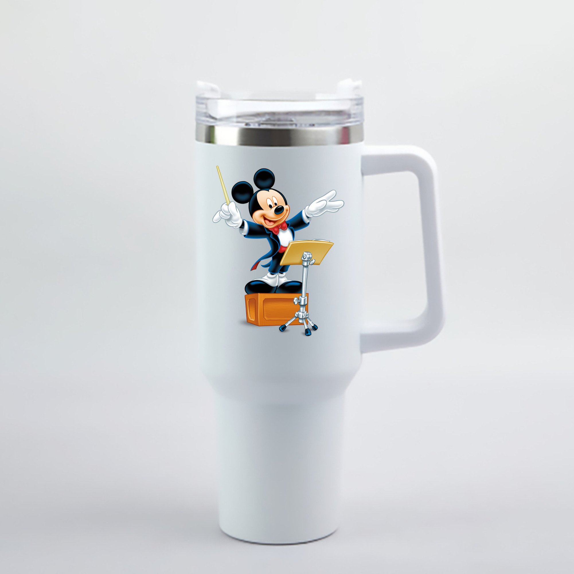 （画像用） ミッキーマウス Mickey Mouse 1200mL車用タンブラー - クリスタルステッカー（プラスチックストロー付き）