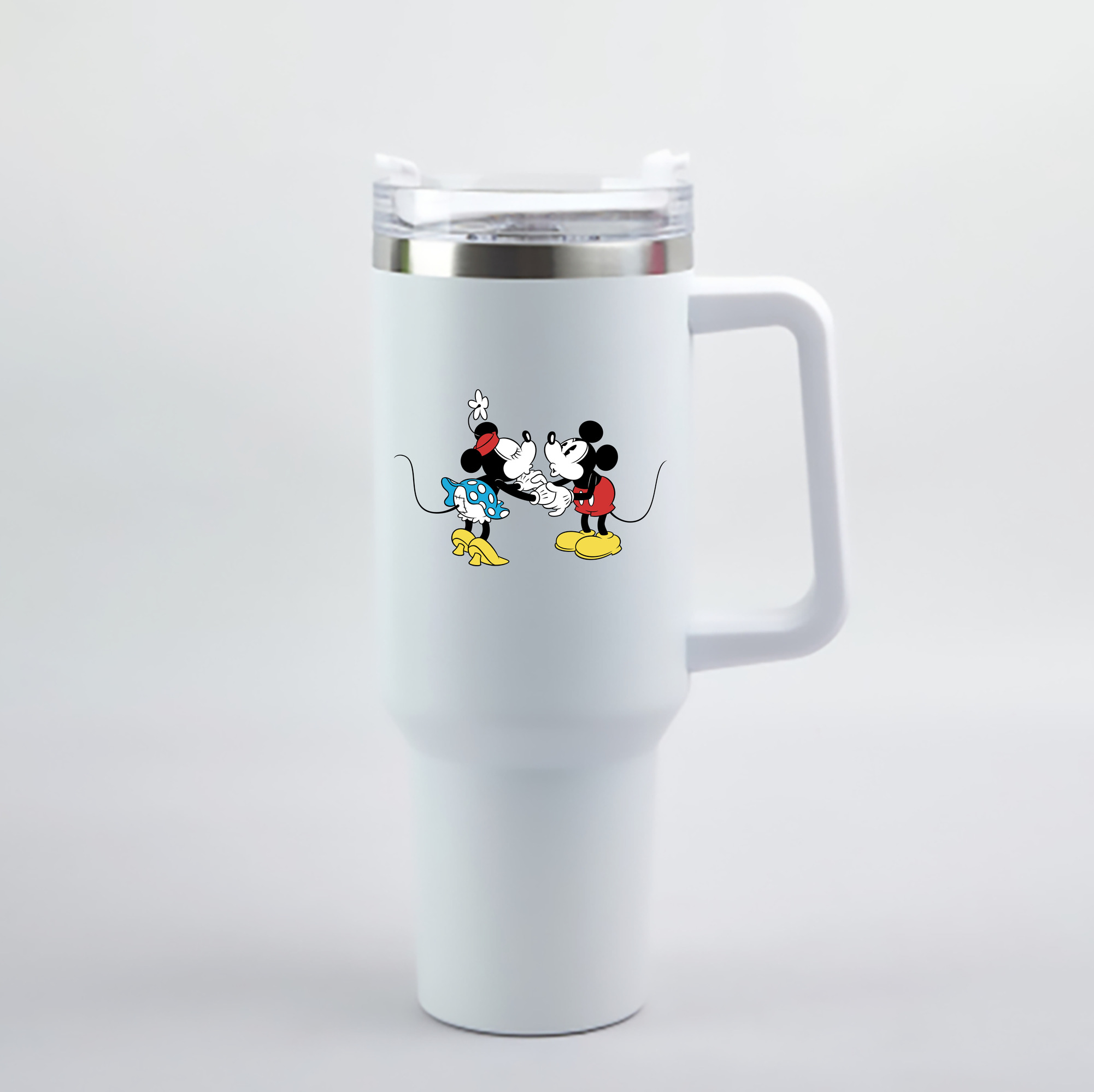 （画像用） ミッキーマウス Mickey Mouse 1200mL車用タンブラー - クリスタルステッカー（プラスチックストロー付き）