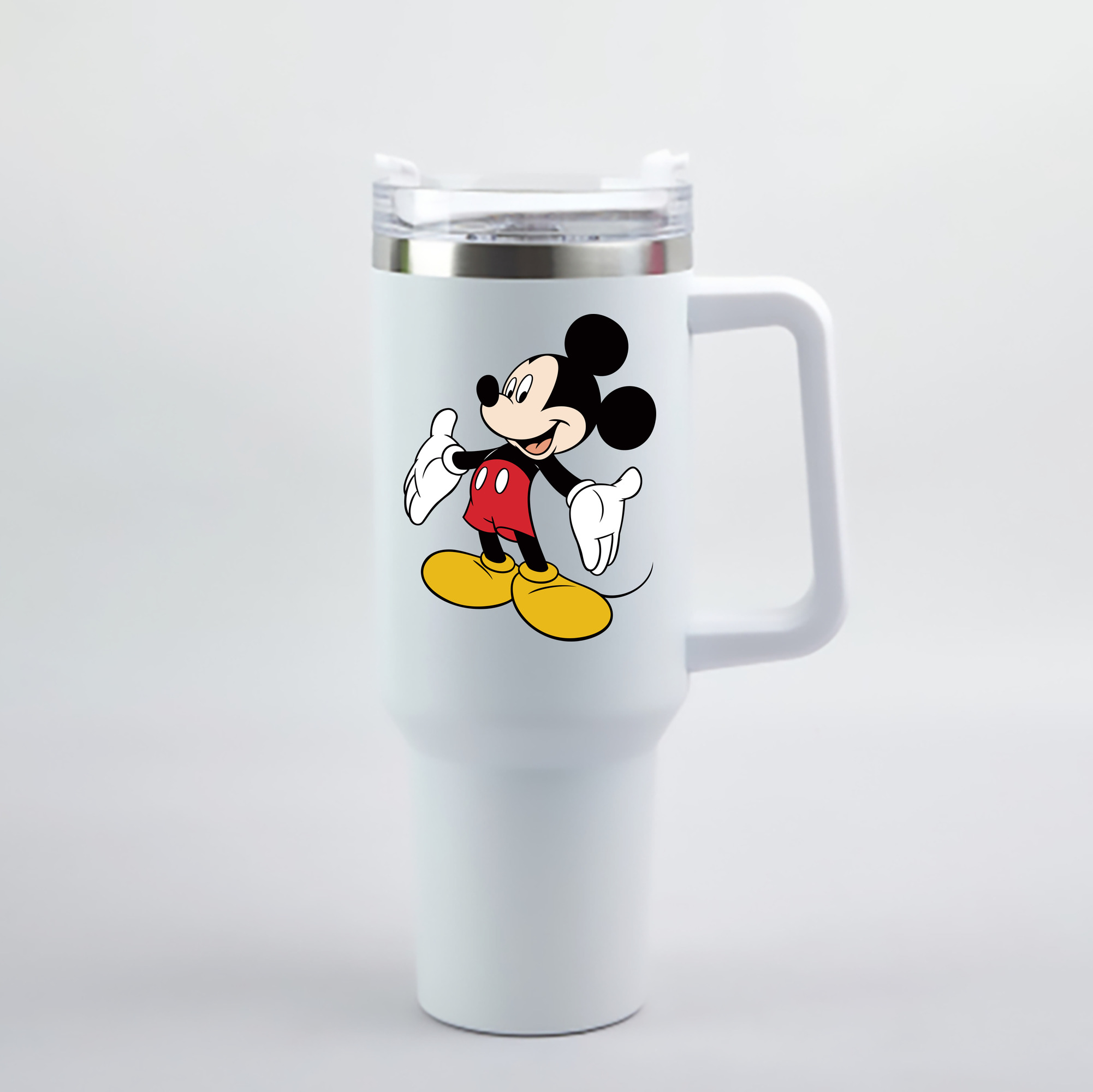 （画像用） ミッキーマウス Mickey Mouse 1200mL車用タンブラー - クリスタルステッカー（プラスチックストロー付き）