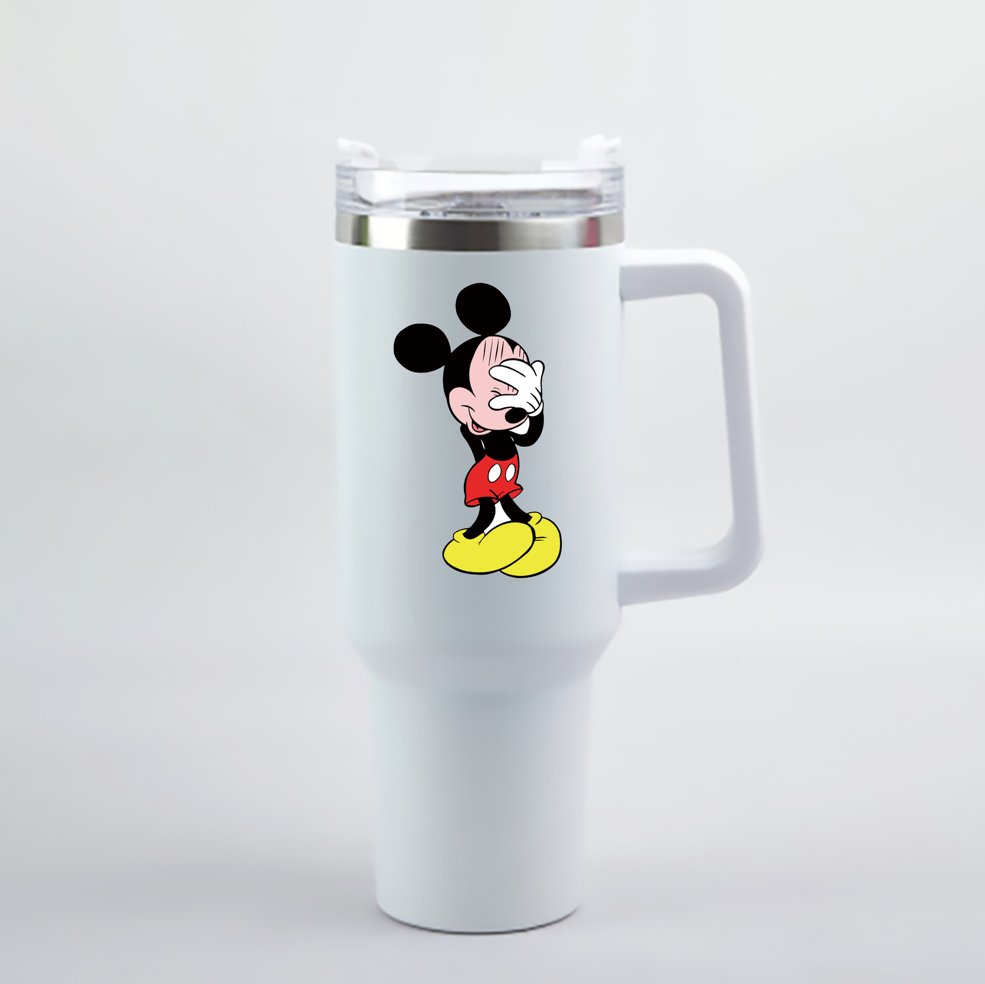 （画像用） ミッキーマウス Mickey Mouse 1200mL車用タンブラー - クリスタルステッカー（プラスチックストロー付き）