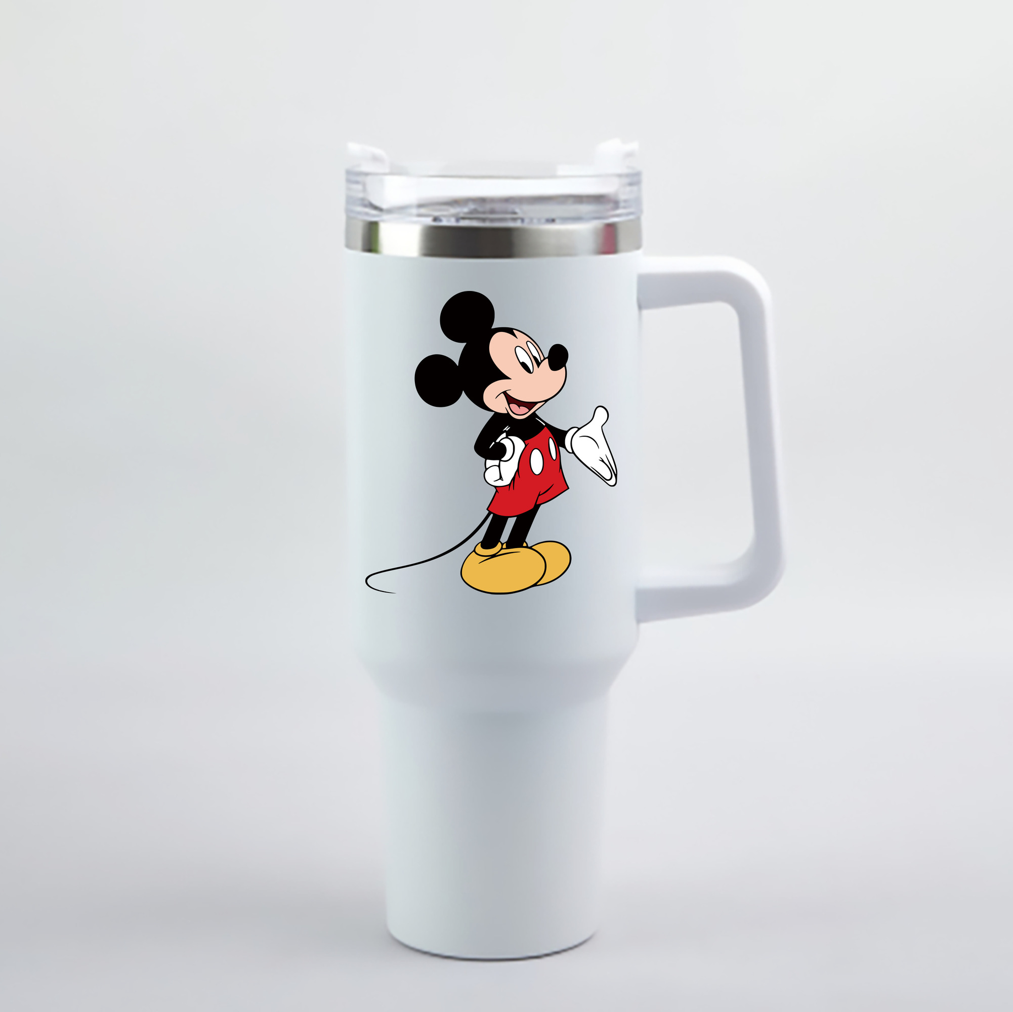 （画像用） ミッキーマウス Mickey Mouse 1200mL車用タンブラー - クリスタルステッカー（プラスチックストロー付き）