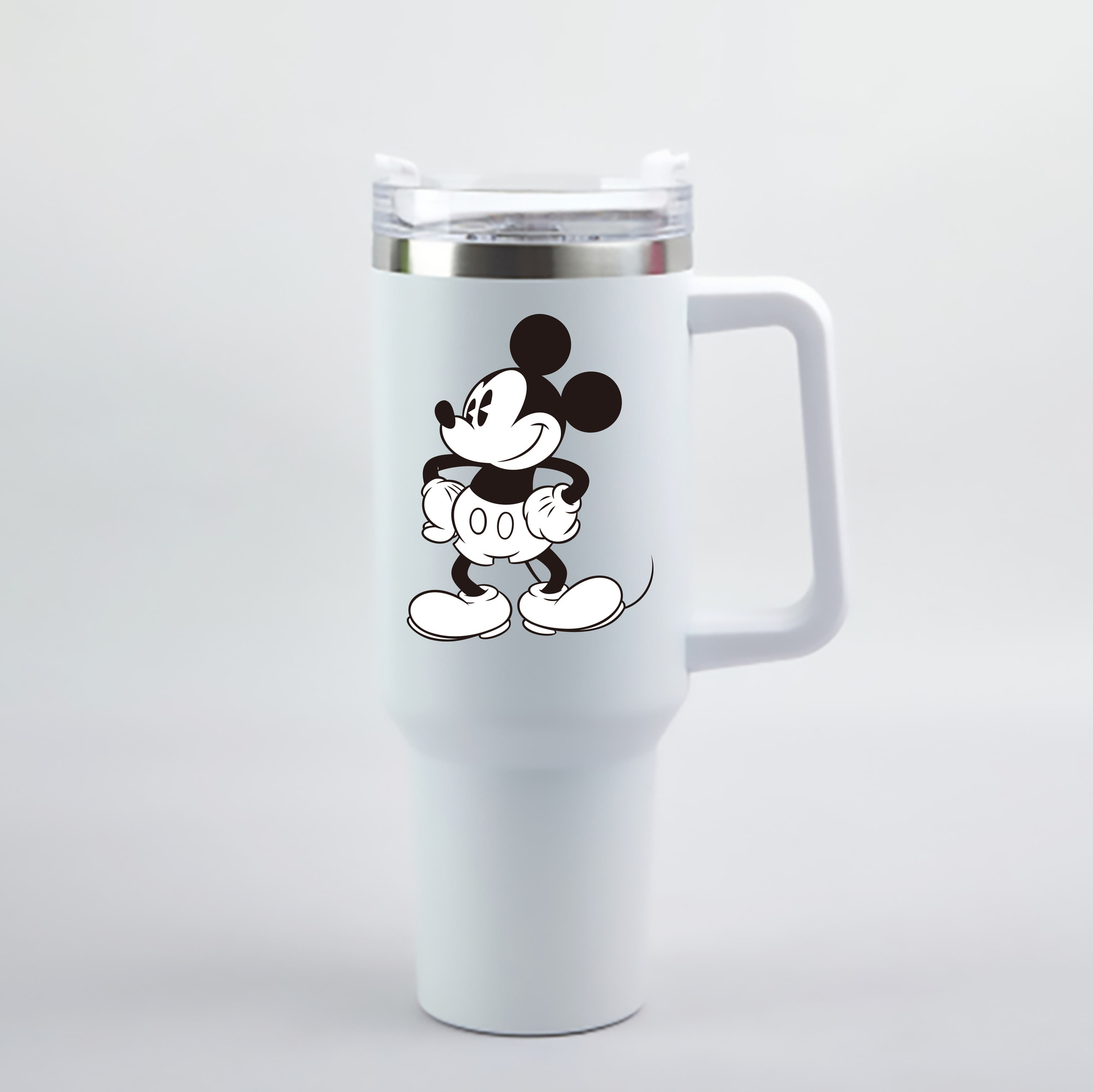 （画像用） ミッキーマウス Mickey Mouse 1200mL車用タンブラー - クリスタルステッカー（プラスチックストロー付き）