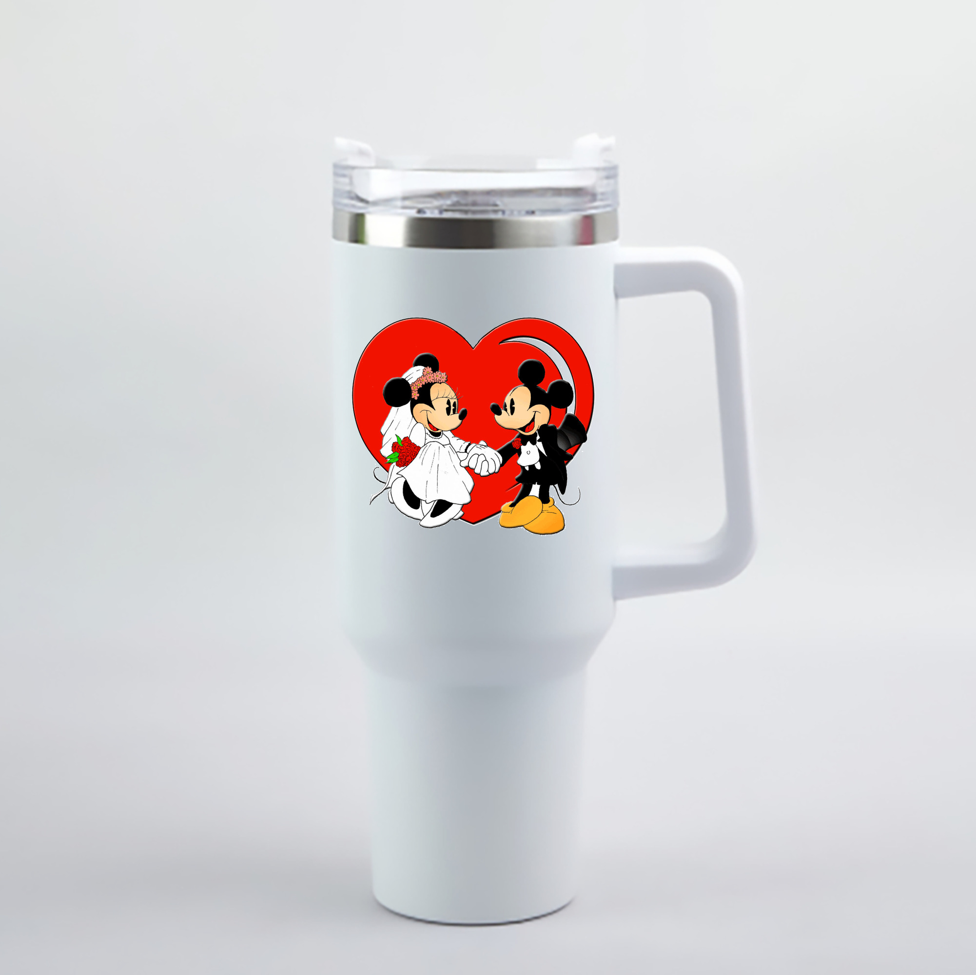 （画像用） ミッキーマウス Mickey Mouse 1200mL車用タンブラー - クリスタルステッカー（プラスチックストロー付き）