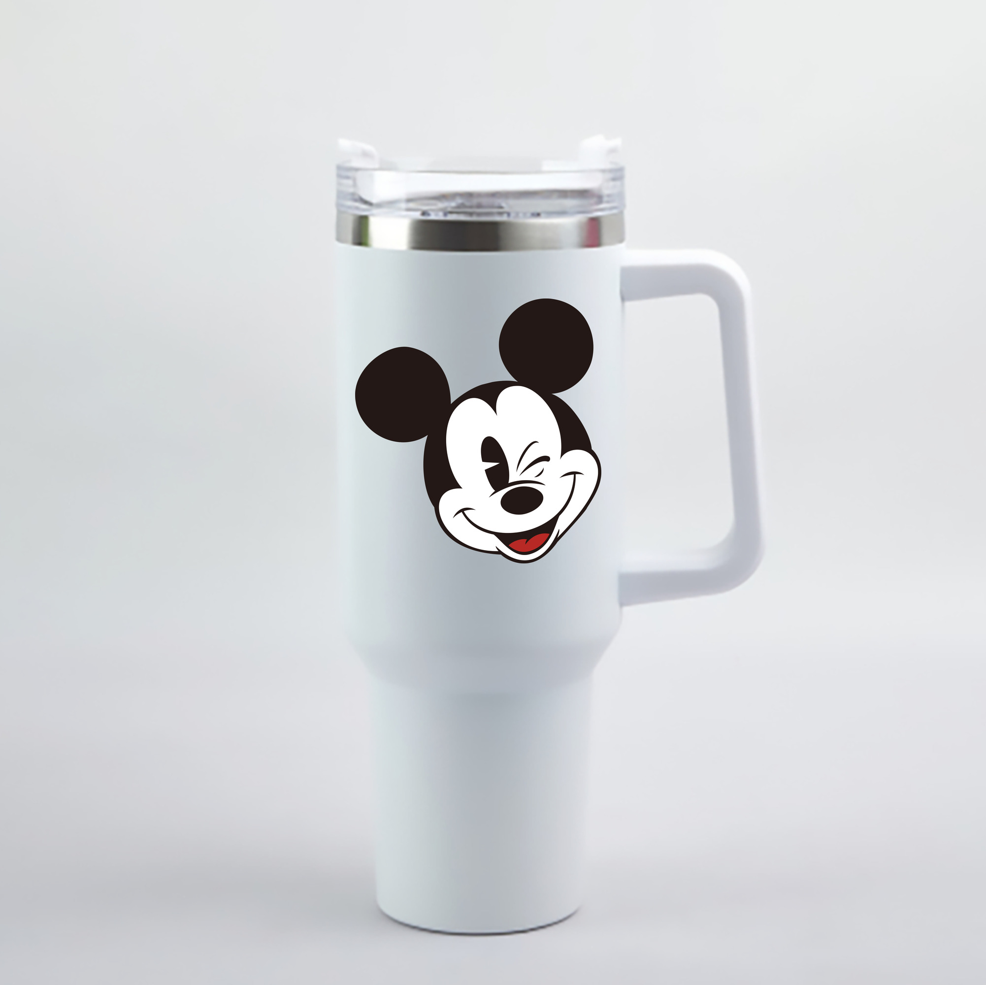 （画像用） ミッキーマウス Mickey Mouse 1200mL車用タンブラー - クリスタルステッカー（プラスチックストロー付き）