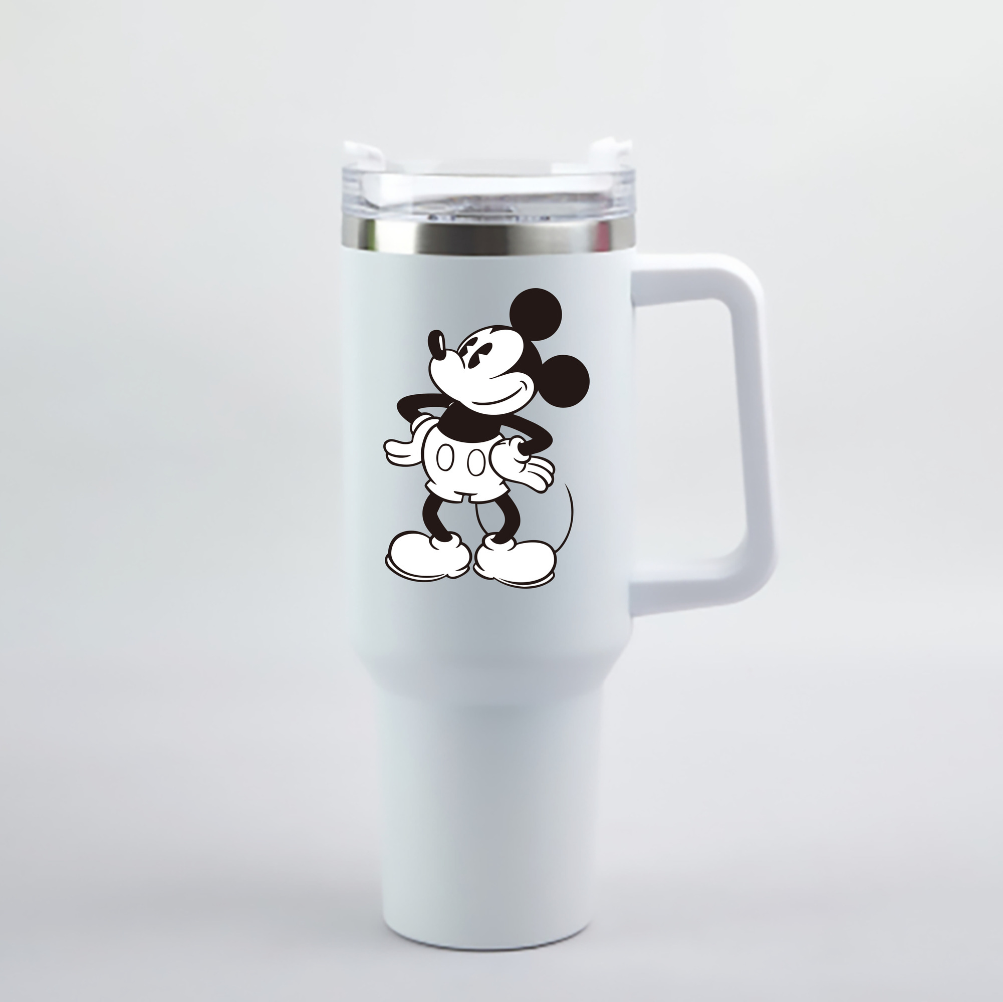 （画像用） ミッキーマウス Mickey Mouse 1200mL車用タンブラー - クリスタルステッカー（プラスチックストロー付き）