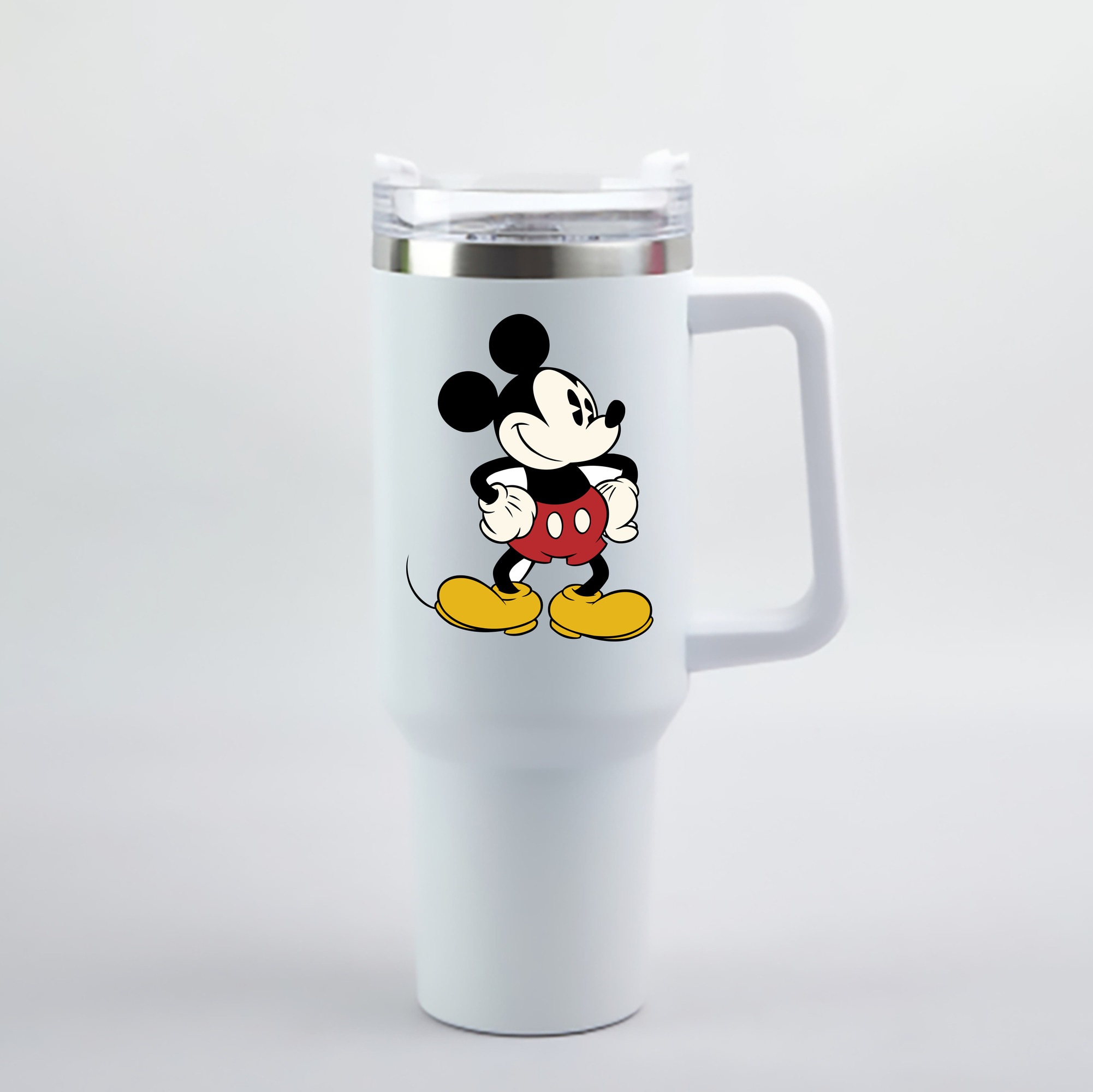 （画像用） ミッキーマウス Mickey Mouse 1200mL車用タンブラー - クリスタルステッカー（プラスチックストロー付き）