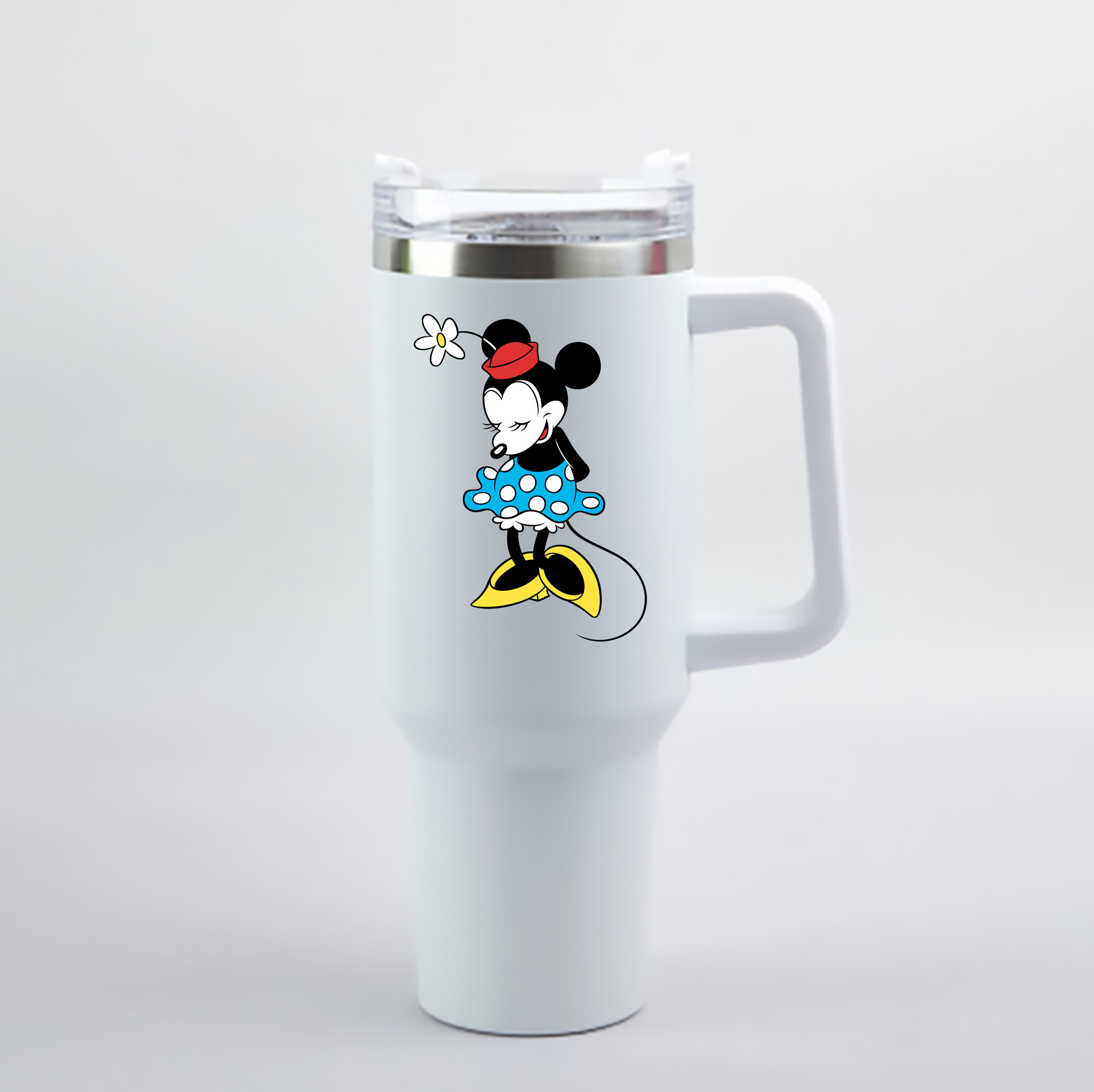 （画像用） ミッキーマウス Mickey Mouse 1200mL車用タンブラー - クリスタルステッカー（プラスチックストロー付き）