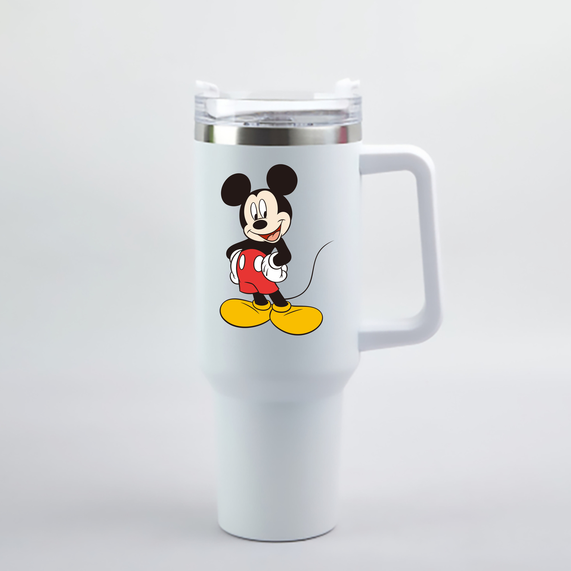 （画像用） ミッキーマウス Mickey Mouse 1200mL車用タンブラー - クリスタルステッカー（プラスチックストロー付き）